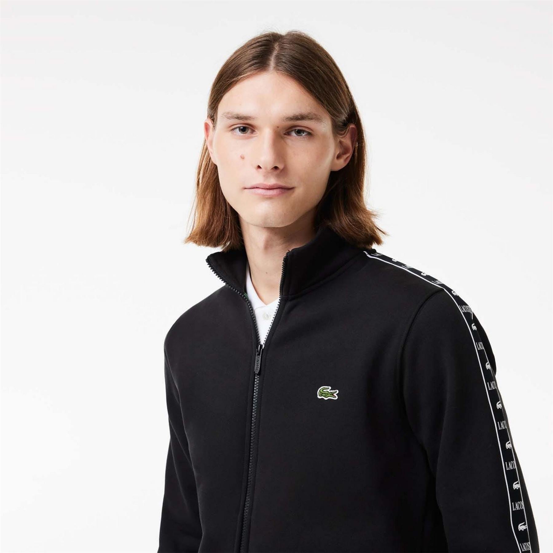 Lacoste Stripe Zip Up Sweatshirt