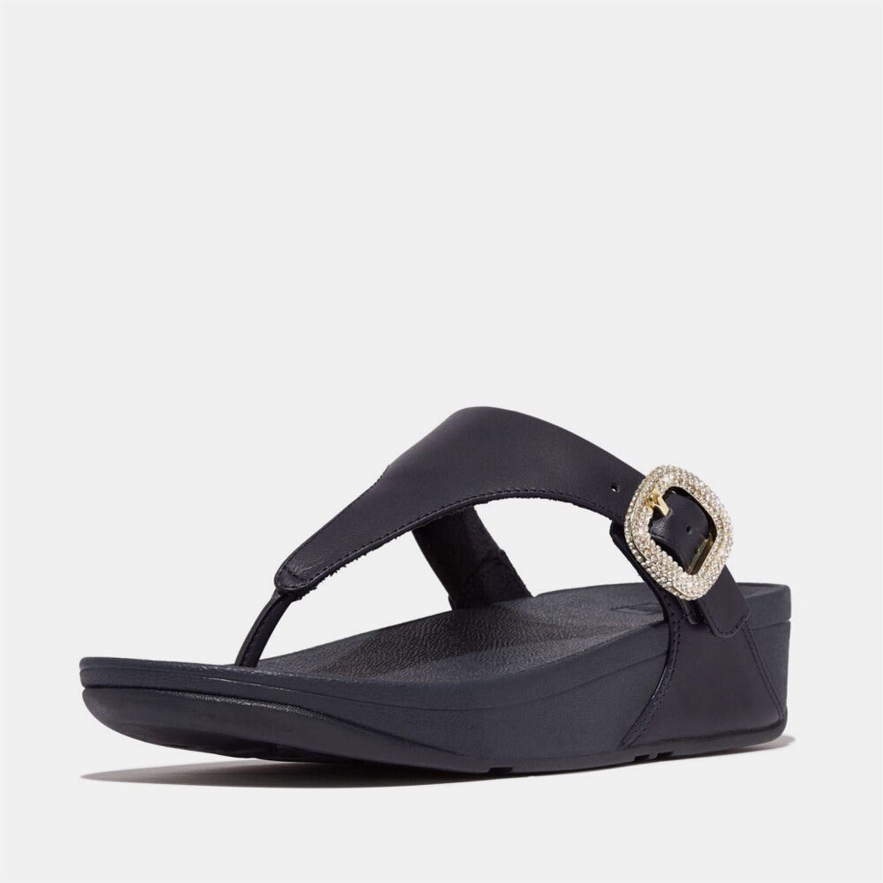 Fitflop Crystal Buckle Leather Toe Post Sandals