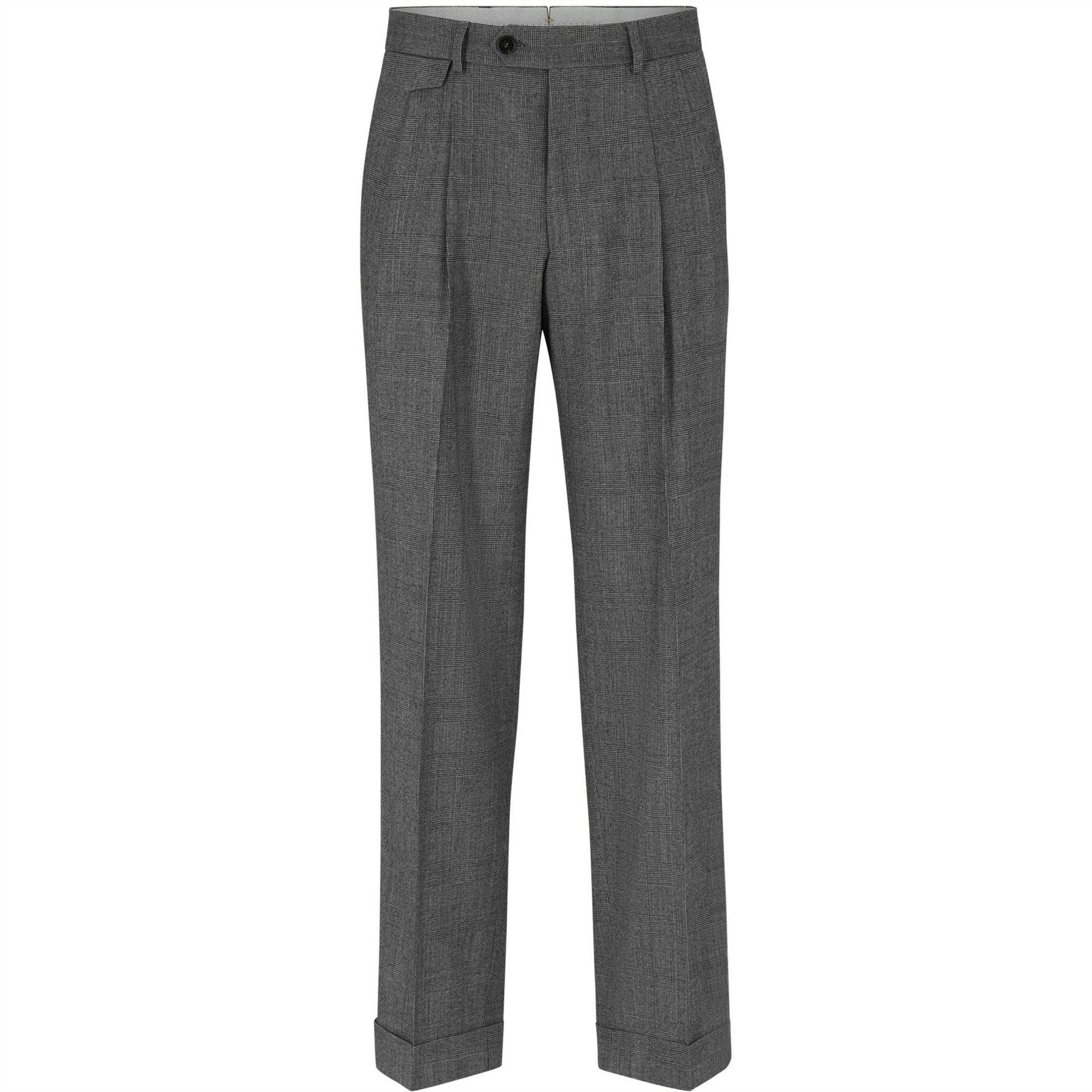 Boss Peet Pleat Solid Patterned Cuffed Trousers