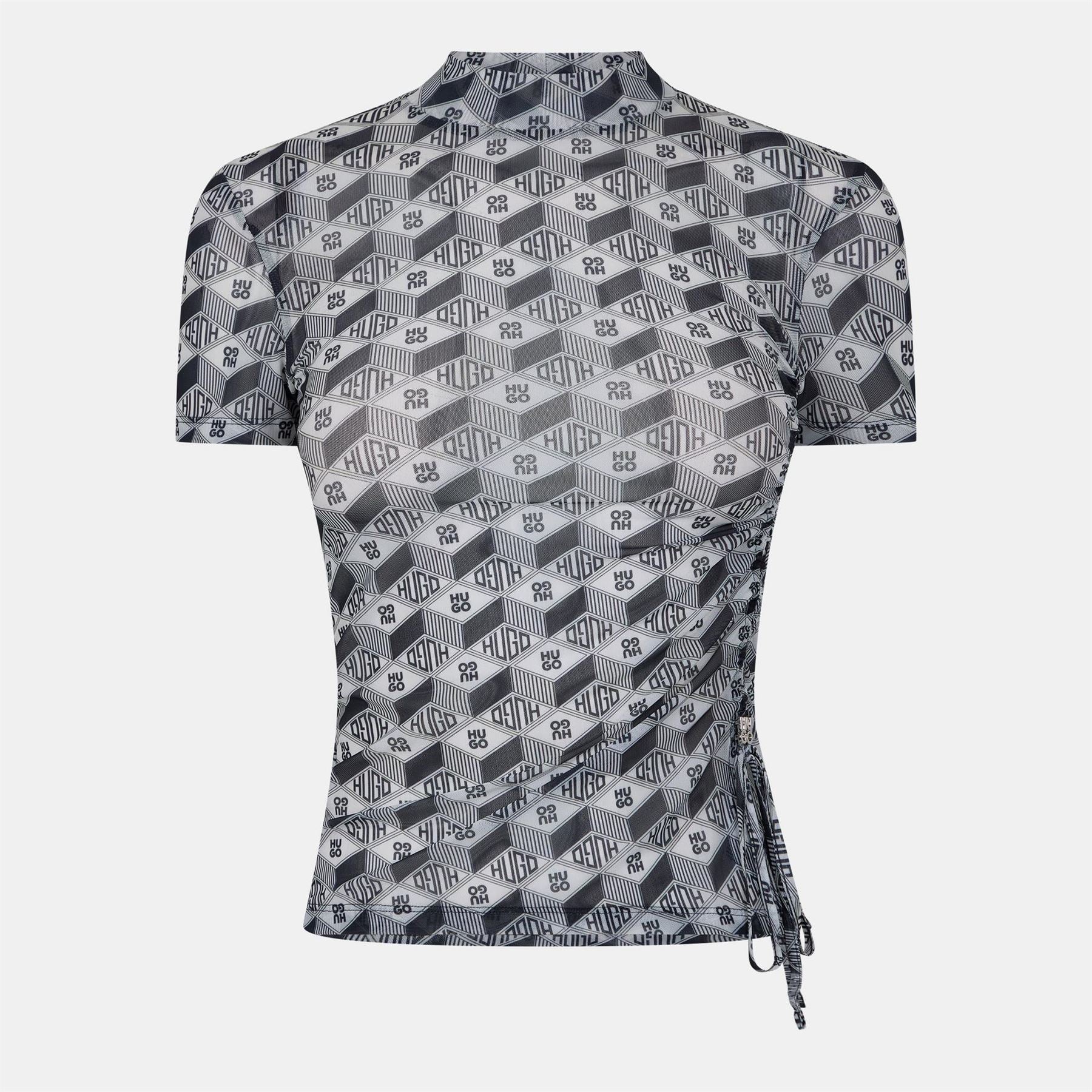 Hugo Mock Neck Slim Fit Lettering T-Shirt