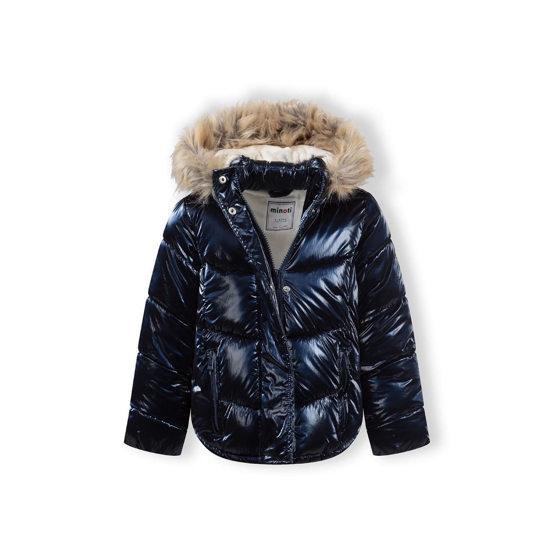 Minoti Girls Winter Jacket Metallic Finish Navy