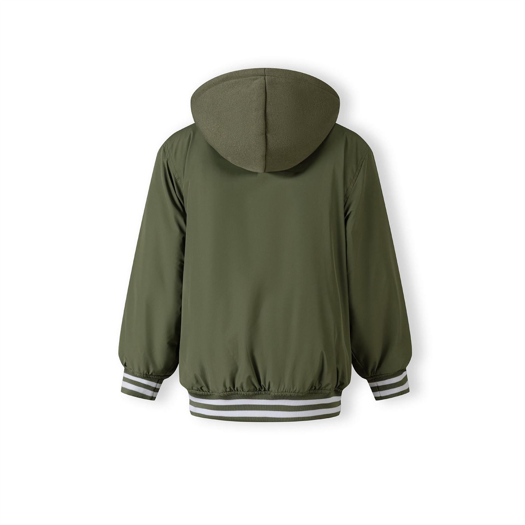 Minoti Boys Baseball Jacket Detachable Hood Embroidery Khaki