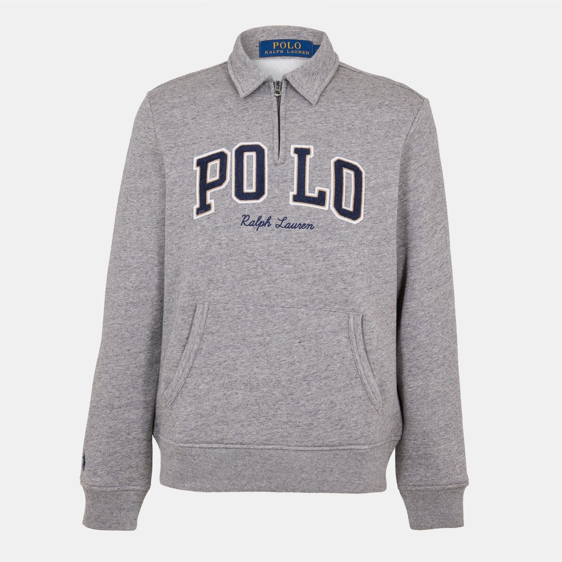 Polo Ralph Lauren Solid Patterned Quarter Zipper Ribbed Cuff Sweat Jacket