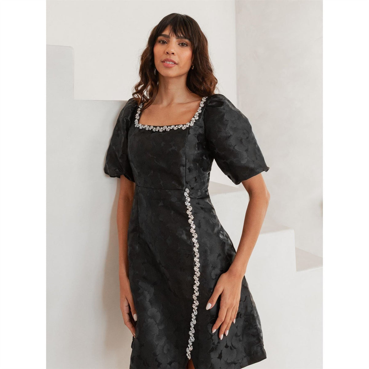 Lovedrobe Square Neck Short Sleeve Mini Shift Dress