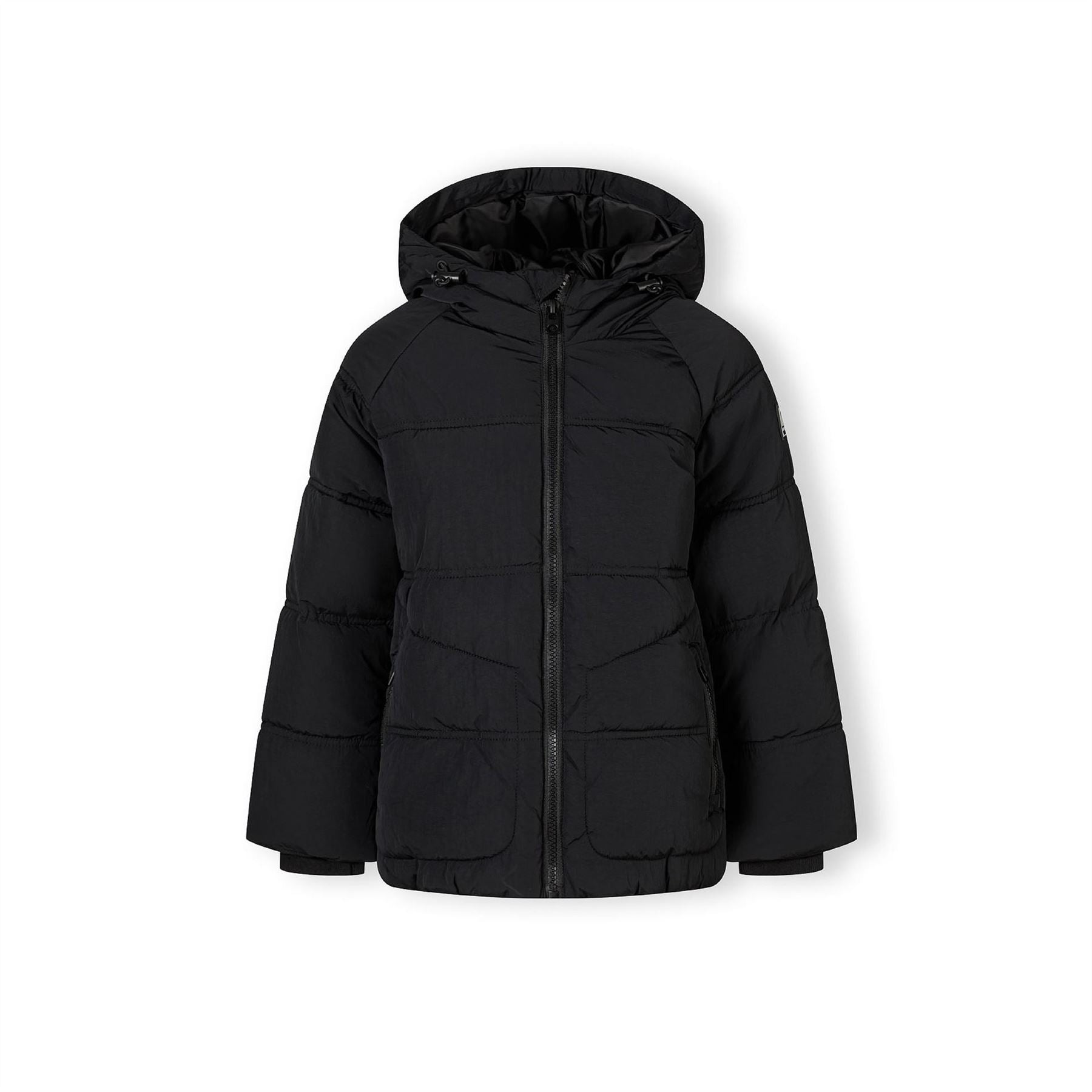 Minoti Boys Quilted Jacket With Hood Zip Pockets Black
