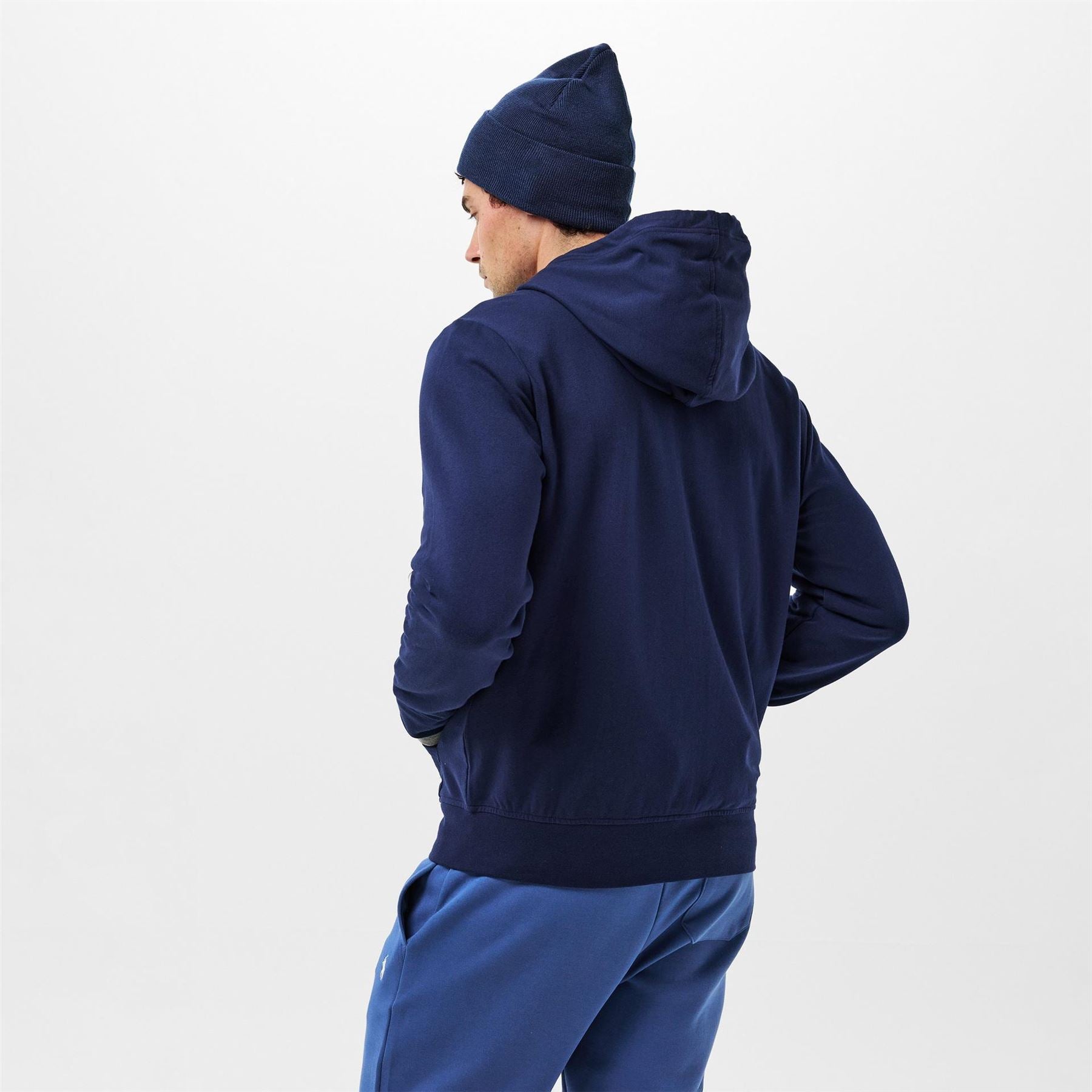 Polo Ralph Lauren Solid Patterned Hooded Neck Ribbed Cuff Sweat Jacket