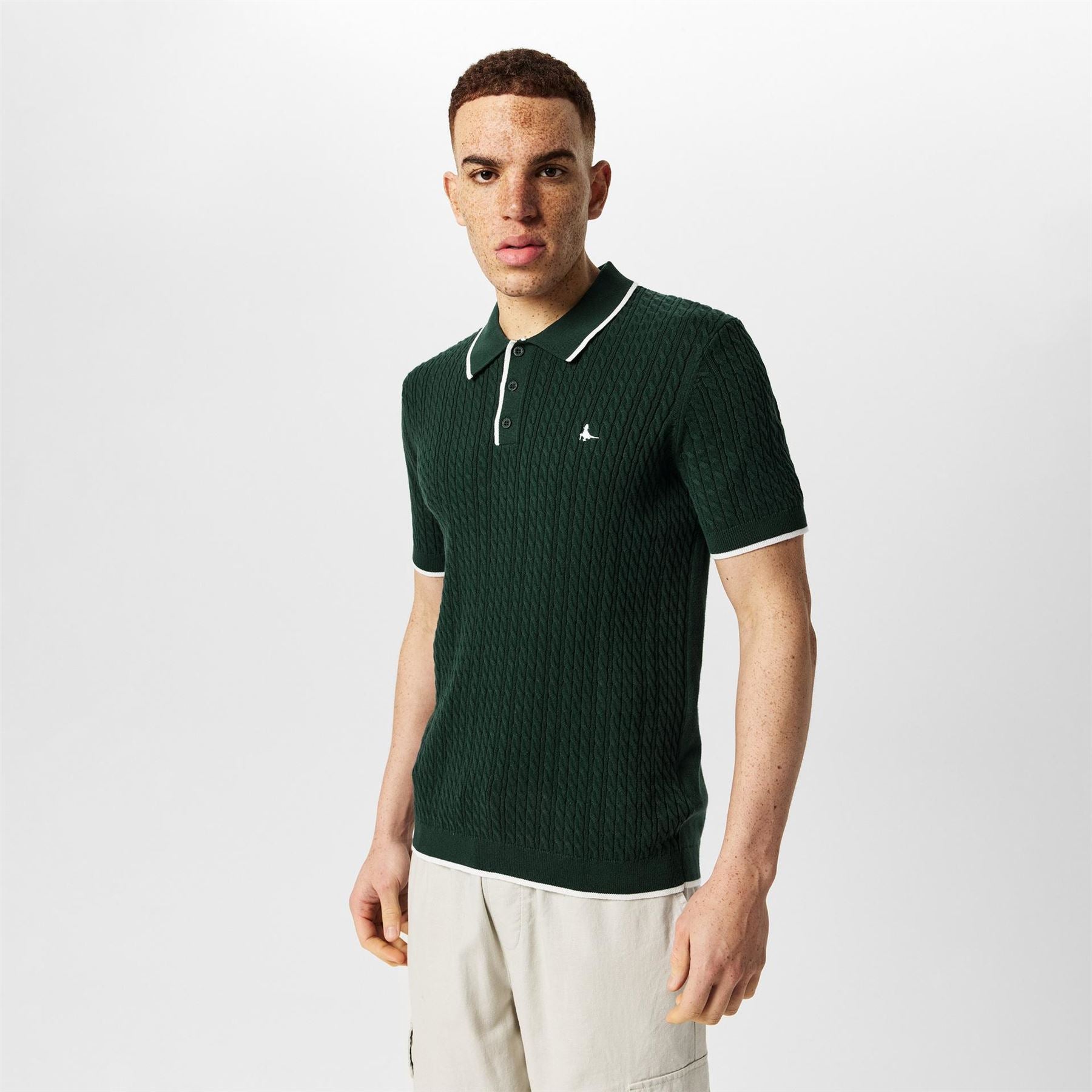 Jack Wills Jw Braid Knitted Short Sleeve Polo Shirt