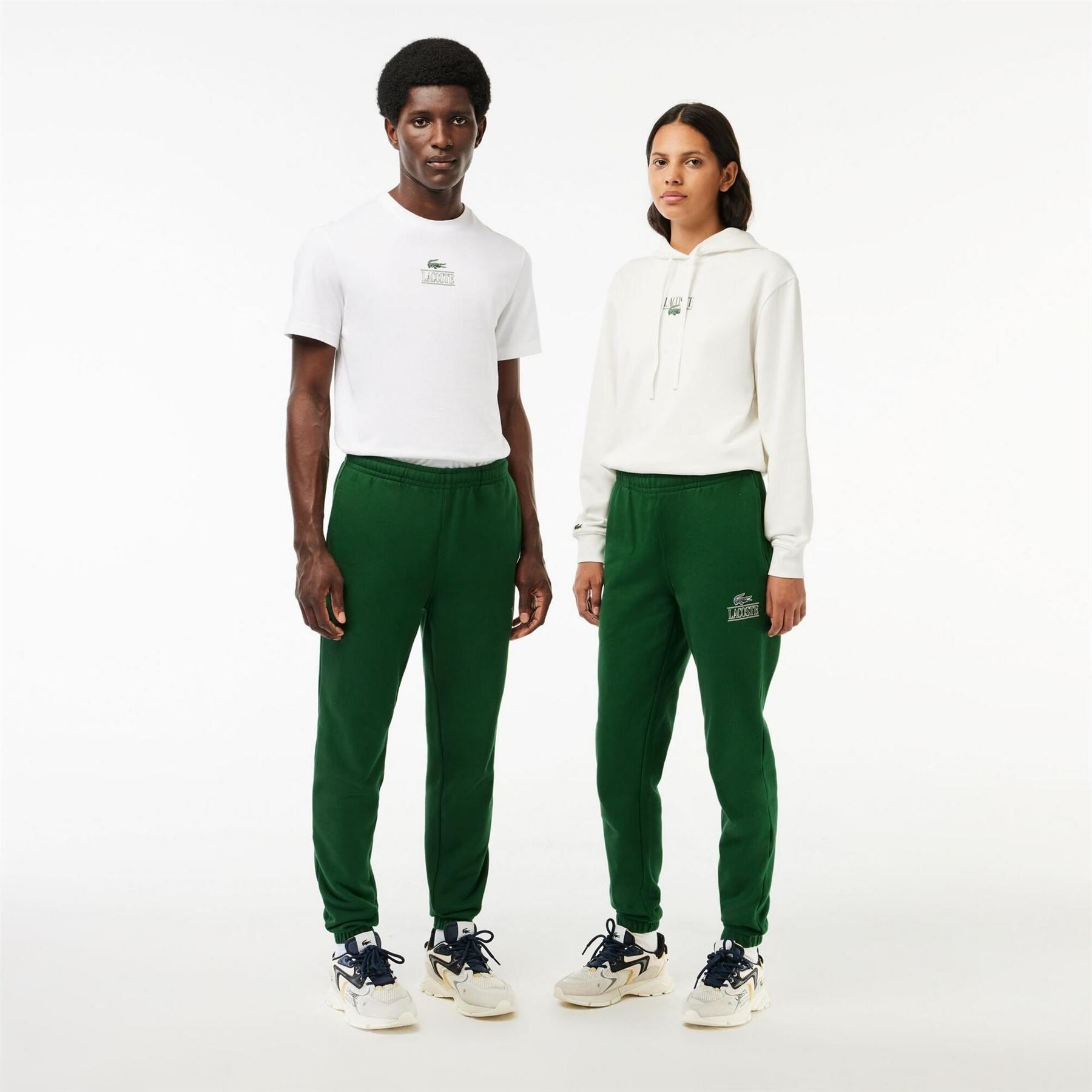 Lacoste Signature Print Closed Hem Fleece Joggers