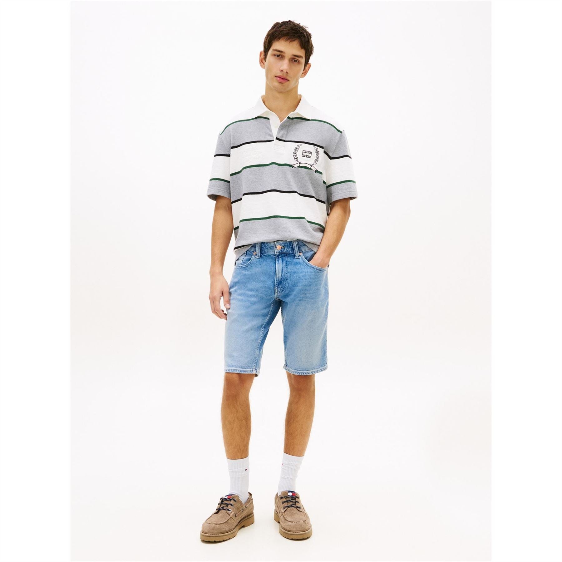 Tommy Jeans Denim Bermuda Shorts Solid Patterned