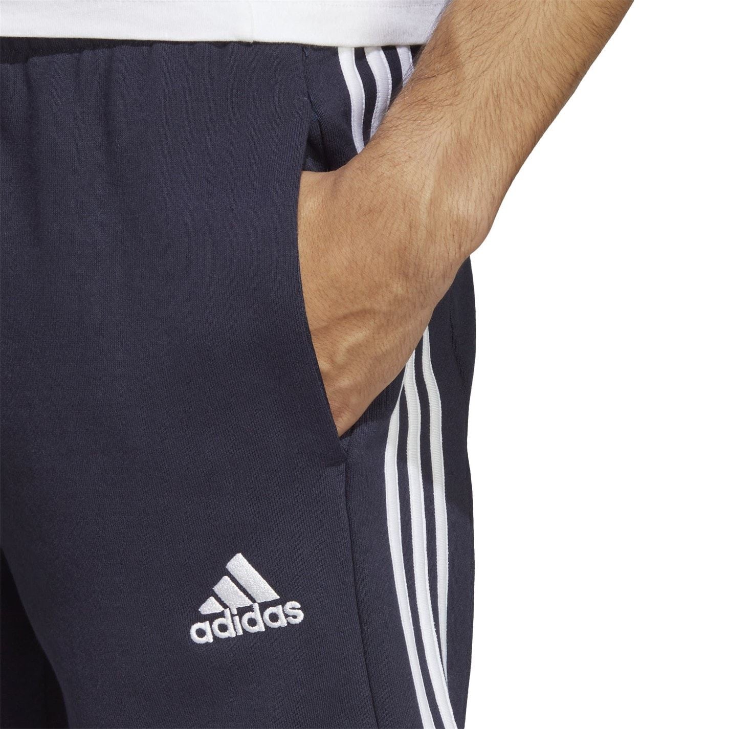 adidas Mens Essentials 3 Stripe Fleece Shorts