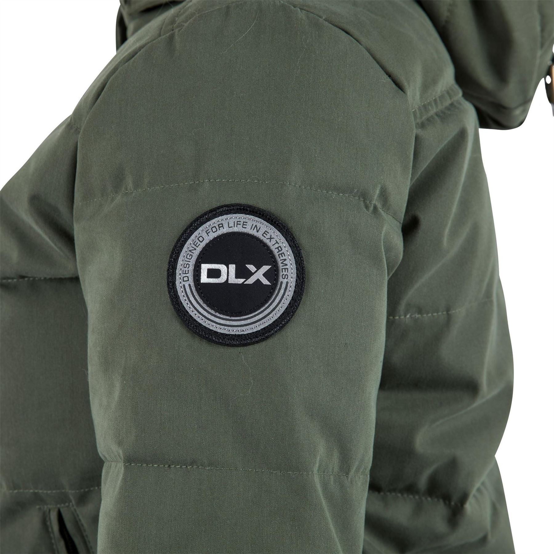 DLX Kendrick Solid Patterned Hooded Ribbed Cuff Down Jacket