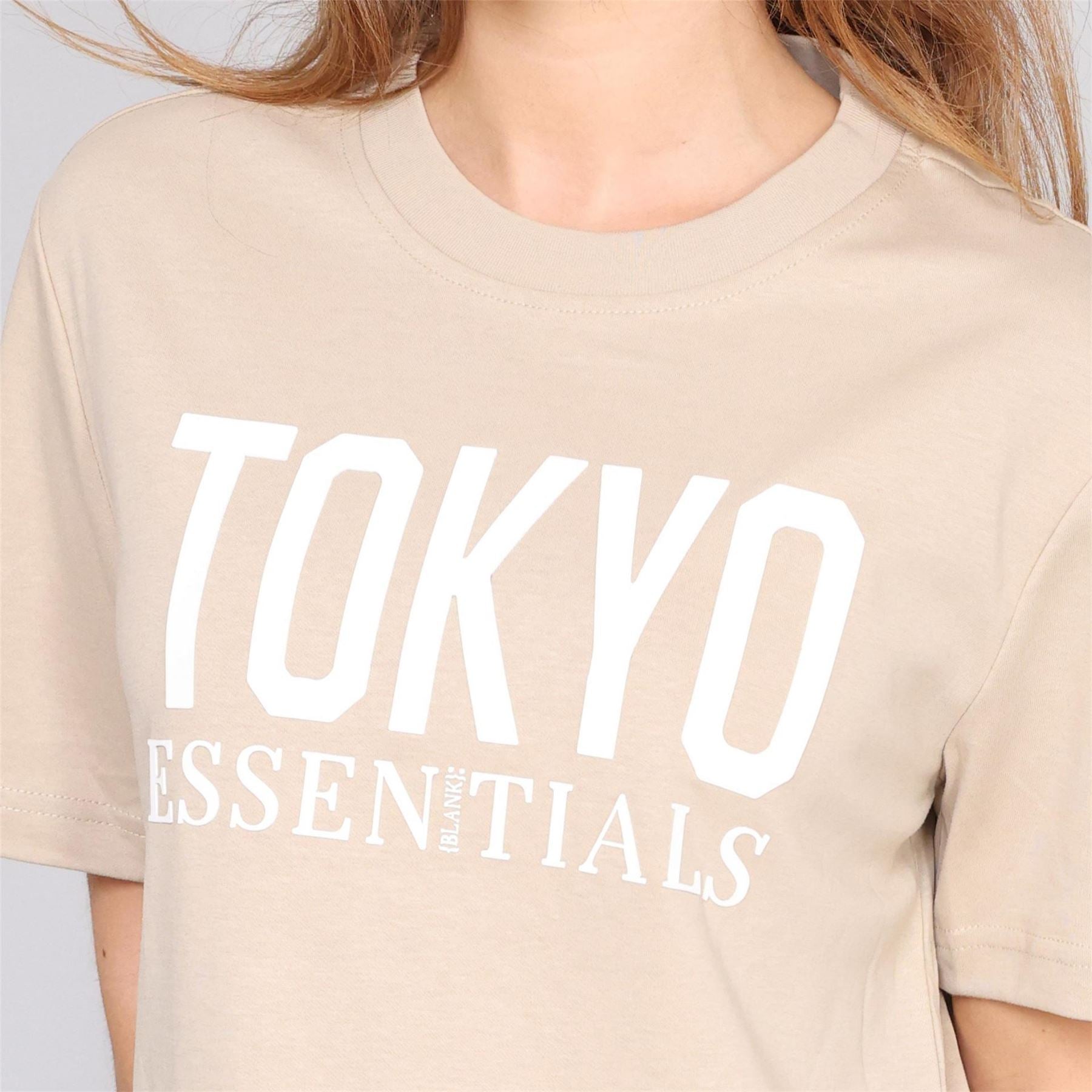 Blank Essentials Tokyo Lettering Crew Neck Short Sleeve Boyfriend T-Shirt