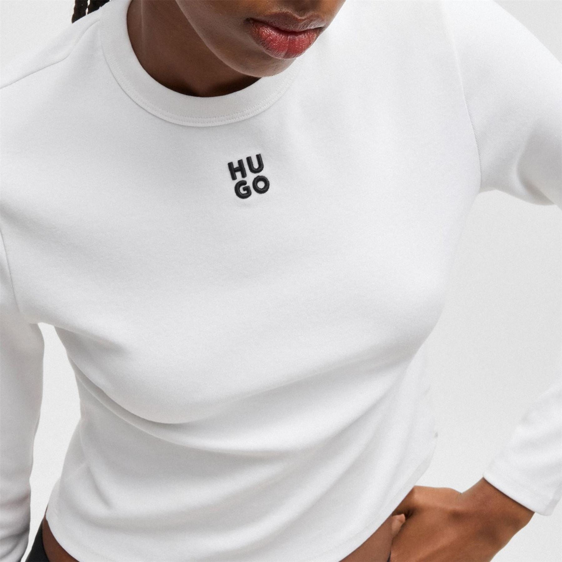 Hugo Cropped Crew Neck Regular Fit T-Shirt