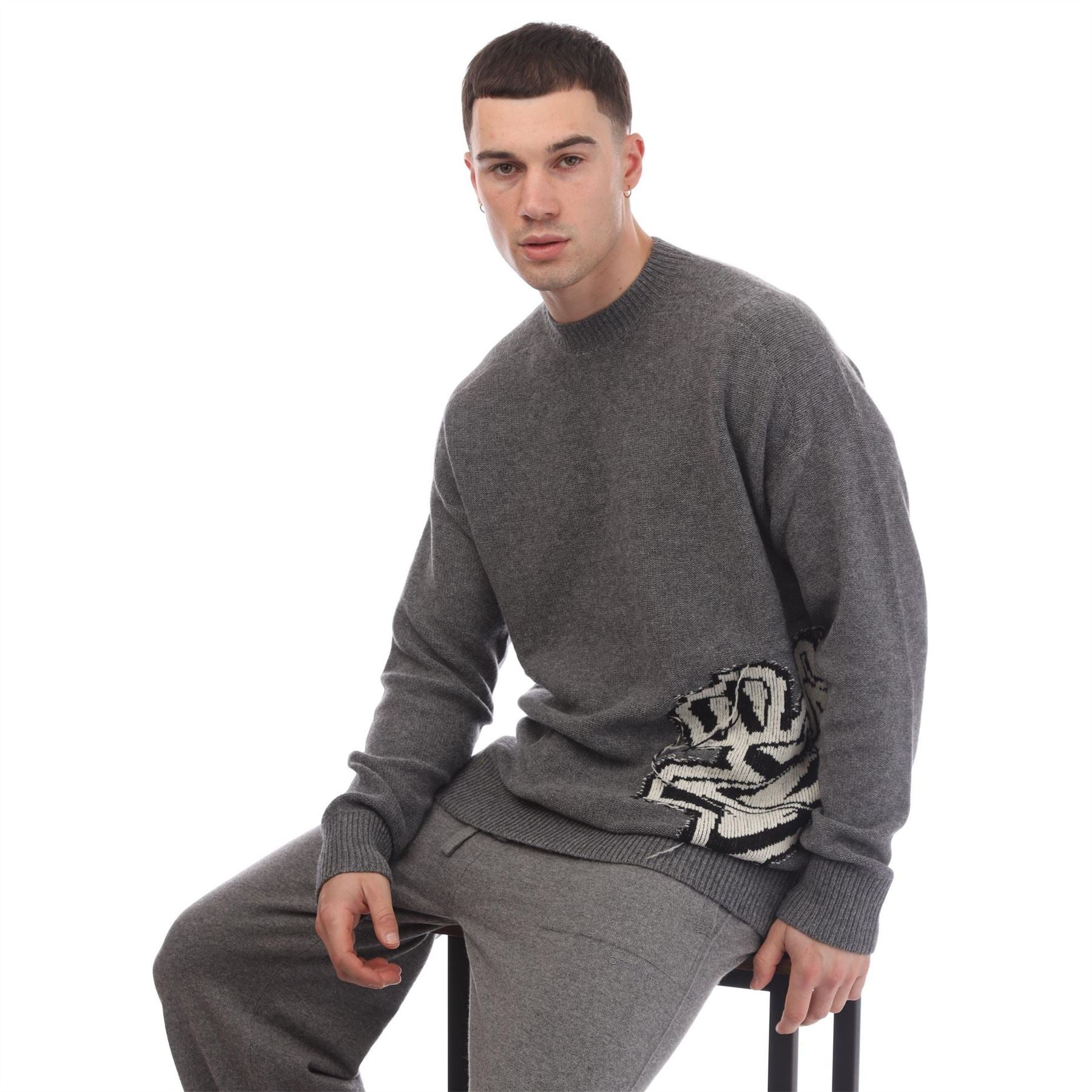Off White  Chunky Crew Knitted Sweater