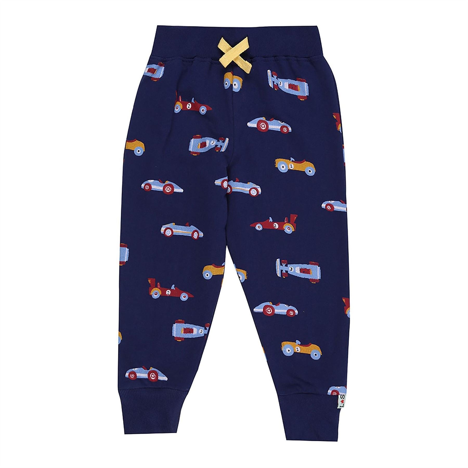 Lilly and Sid Car Print Closed Hem Fleece Joggers