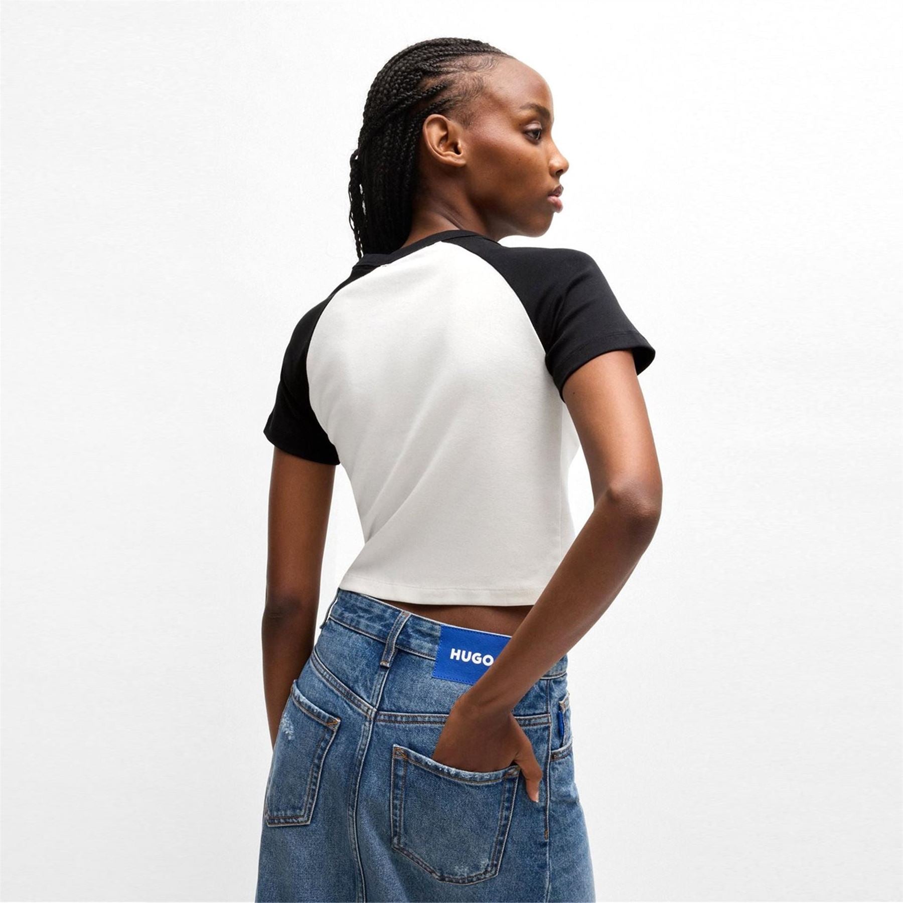 Hugo Cropped Crew Neck Relaxed Fit T-Shirt