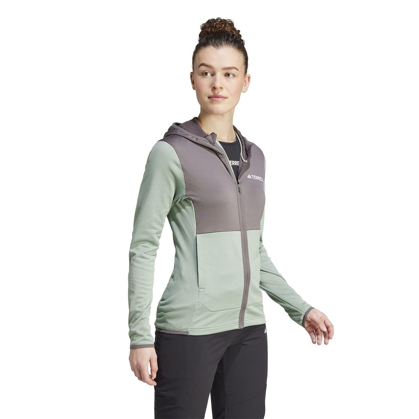 adidas Hooded Ribbed Cuff Fleece Jacket