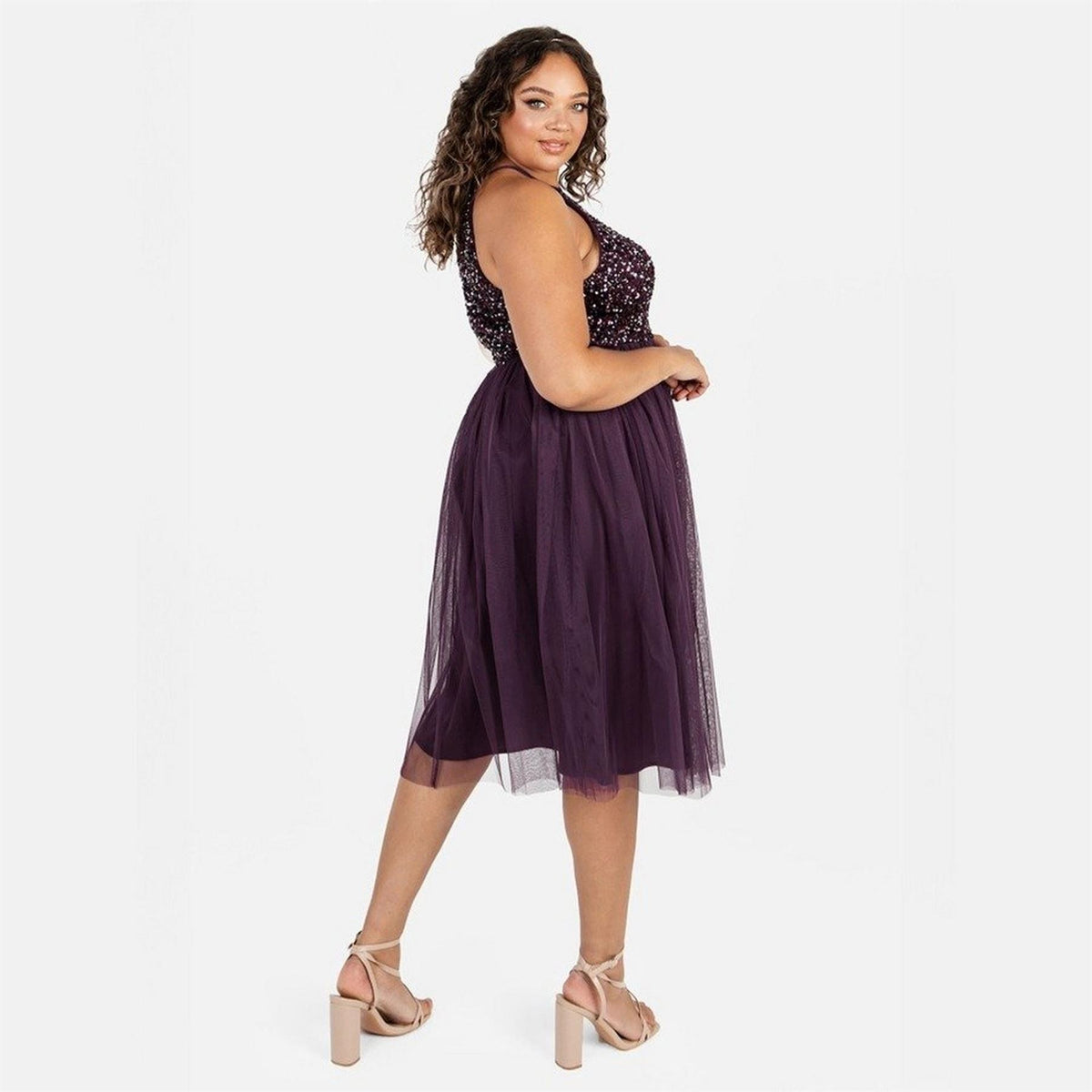 Maya Deluxe De Halter Neck Sleeveless Midi Babydoll Dress