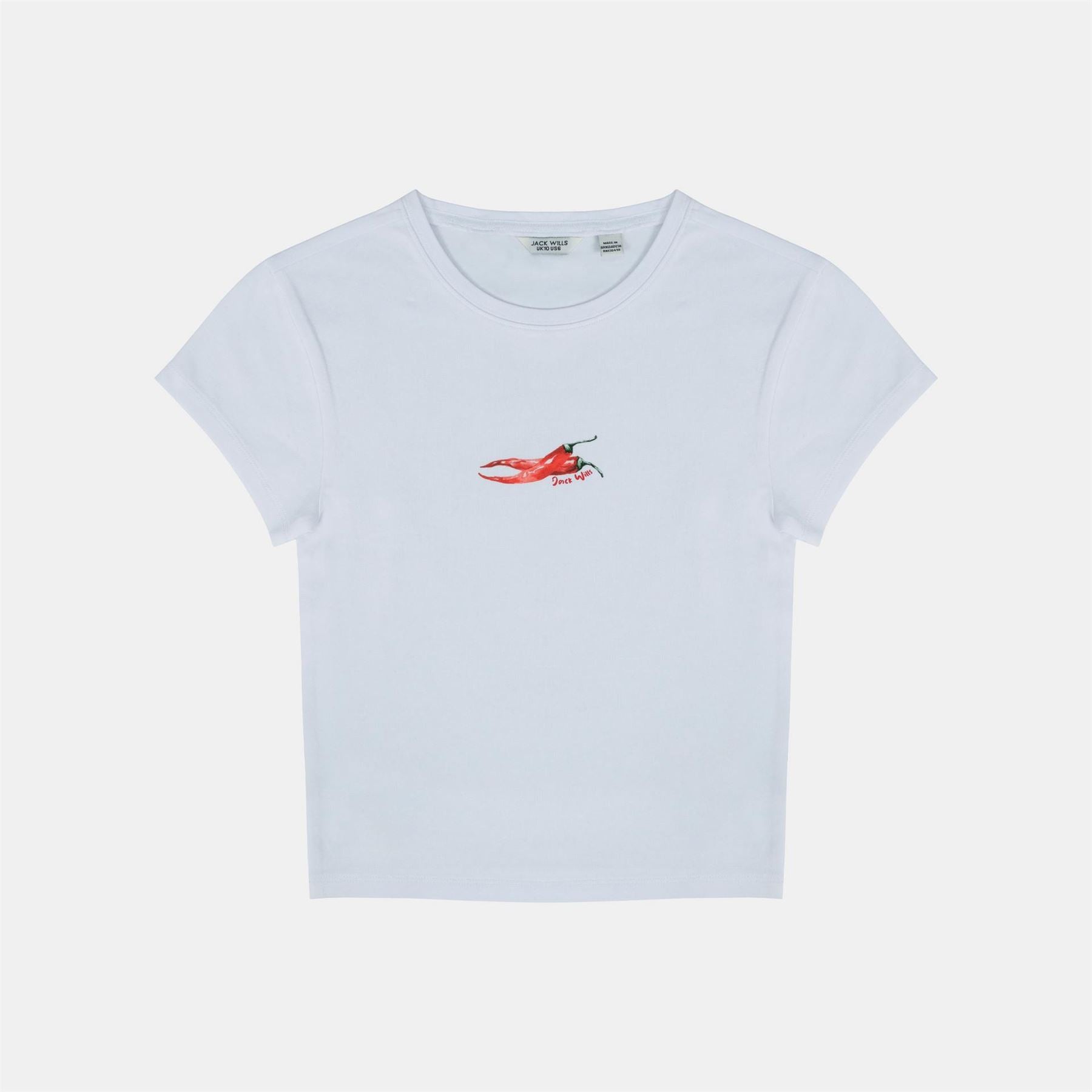 Jack Wills Graphic Cotton Short Sleeve Crew Neck Print Crop Top