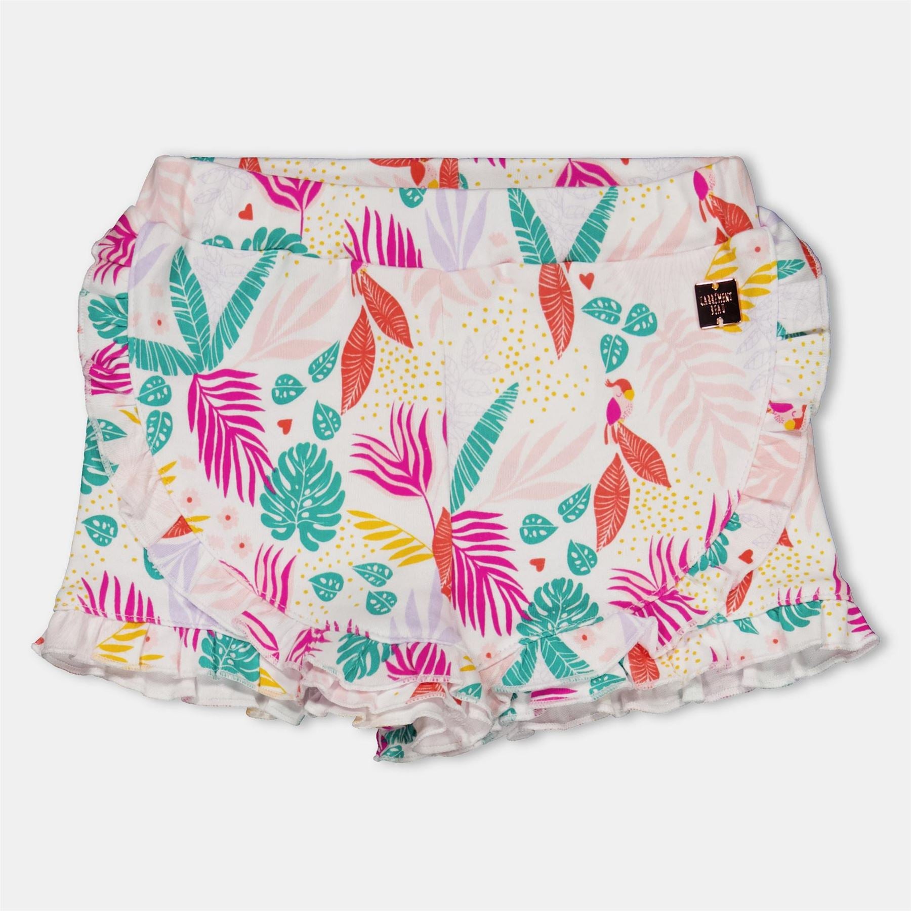 Carrement Beau Floral Patterned Bermuda Shorts with Ruffle Hem