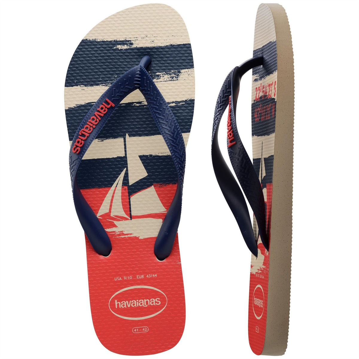 Havaianas Mens Hav. Top Nautical Navy Blue White N Flip Flops