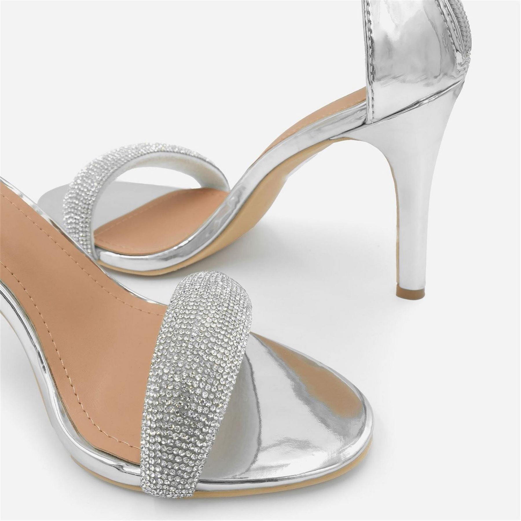 Wheres That From Sabra Metallic Open Toe Stiletto Heel Sandals