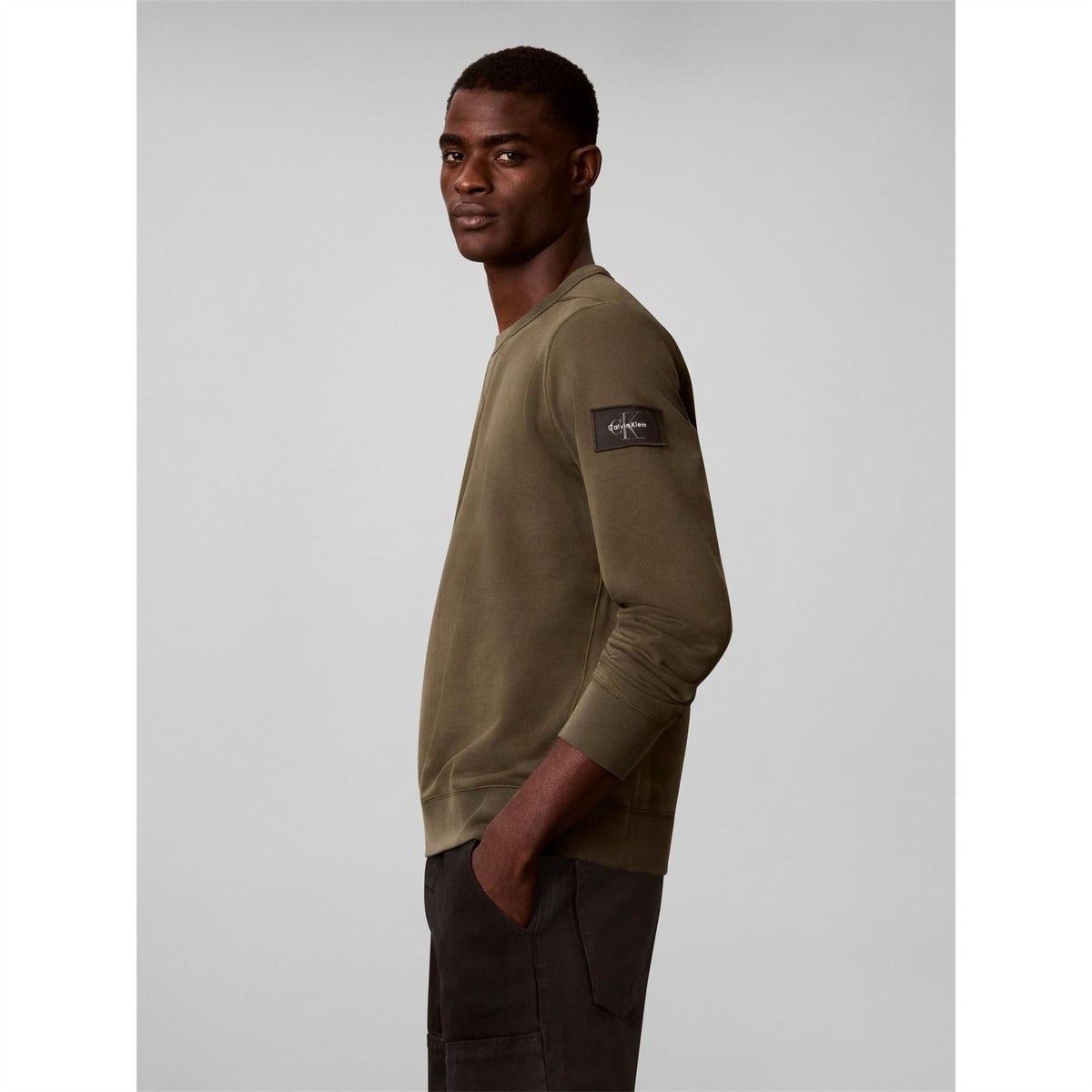 Calvin Klein Jeans Sleeve Badge Cotton Crew Neck Sweatshirt