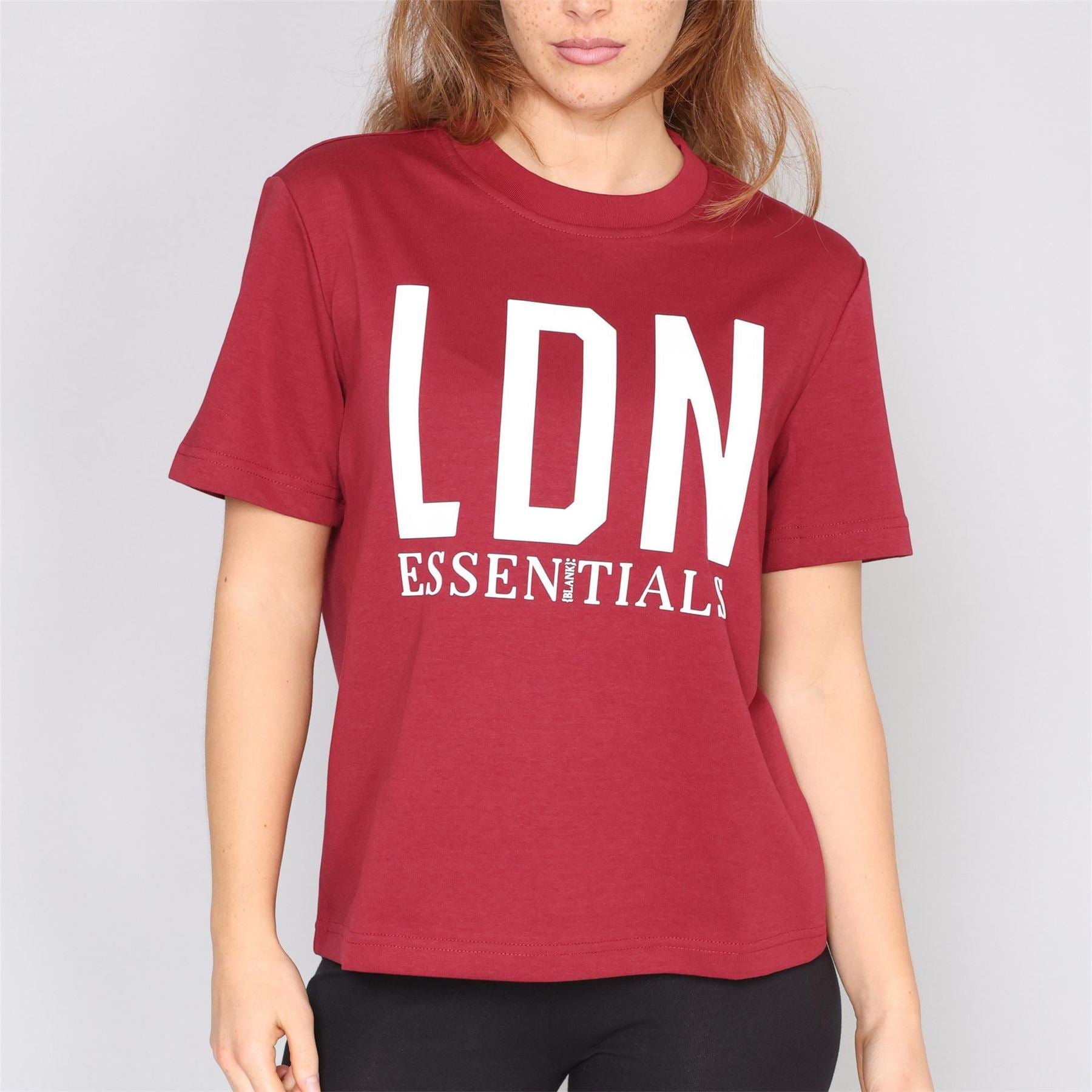 Blank Essentials Lettering Crew Neck Ribbed Collar Short Sleeve Jersey T-Shirt