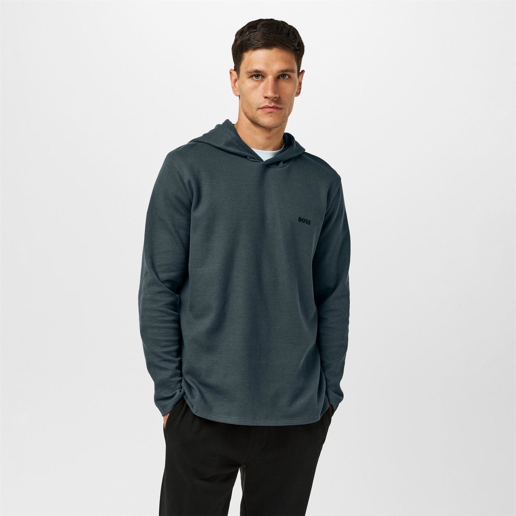 Boss BOSS Bodywear Waffle Loungewear Hoodie with Logo Detail