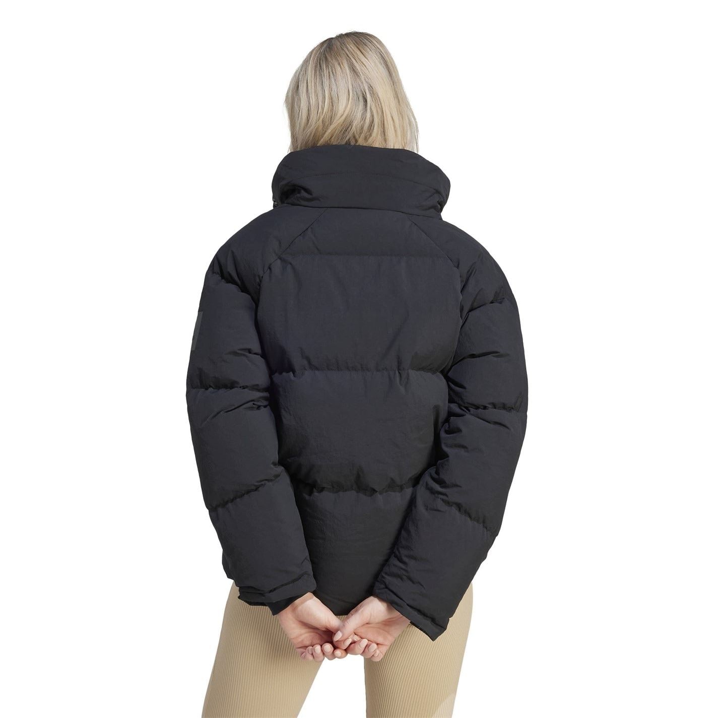 adidas Solid Patterned High Neck Snap Button Down Jacket