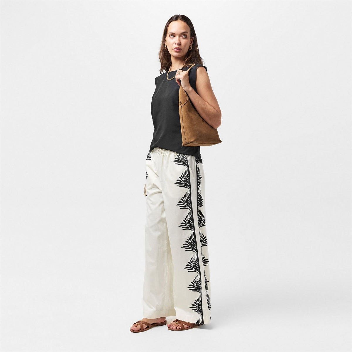 French Connection Floral Patterned Wide Leg Trousers