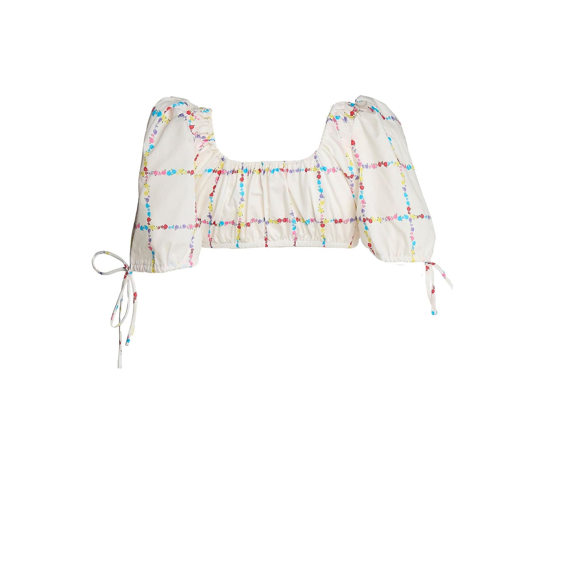 Collective The Label The Label Grid Picnic Floral Square Neck Crop Top