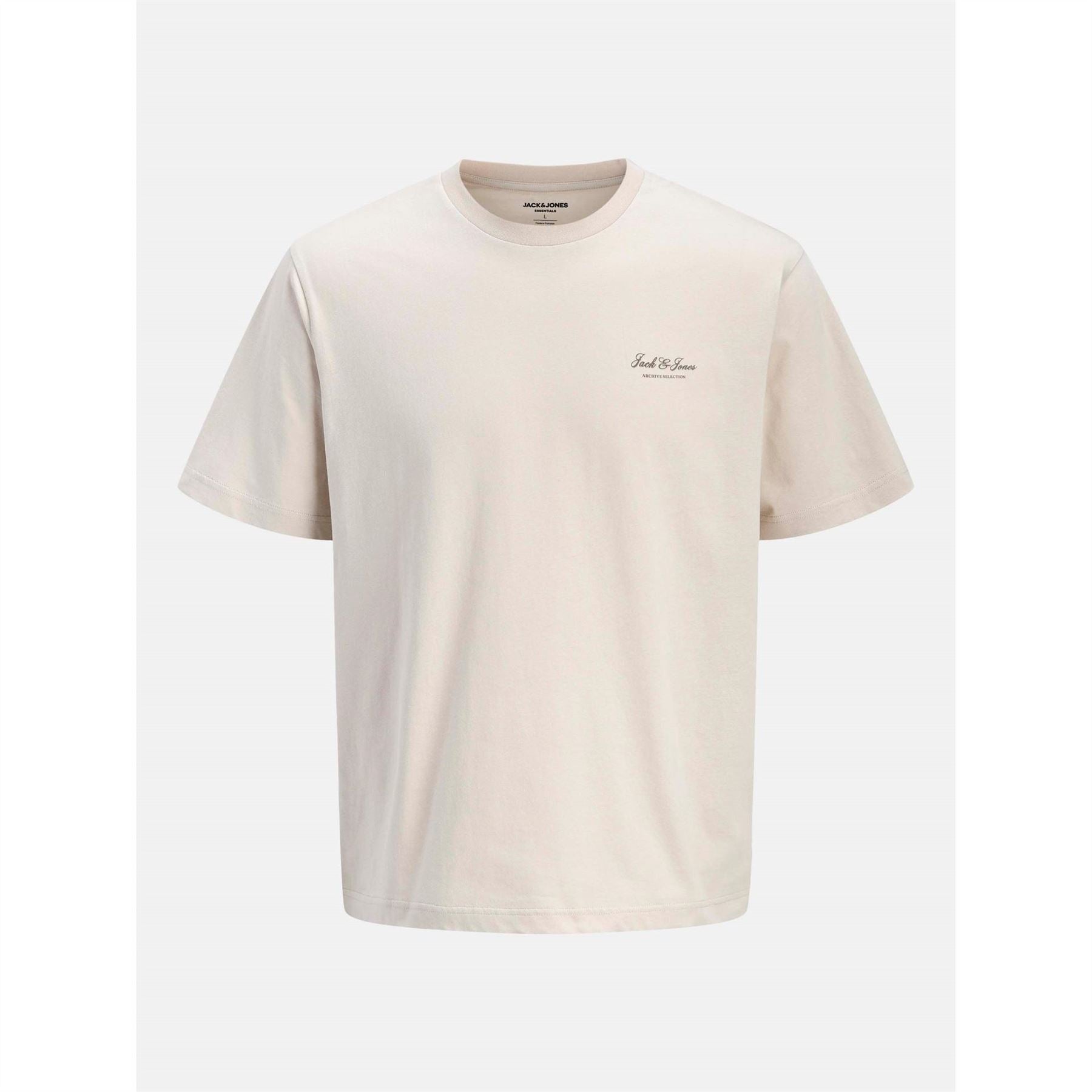Jack and Jones Archive Logo Print Text Graphic Crew Neck Short Sleeve T-Shirt