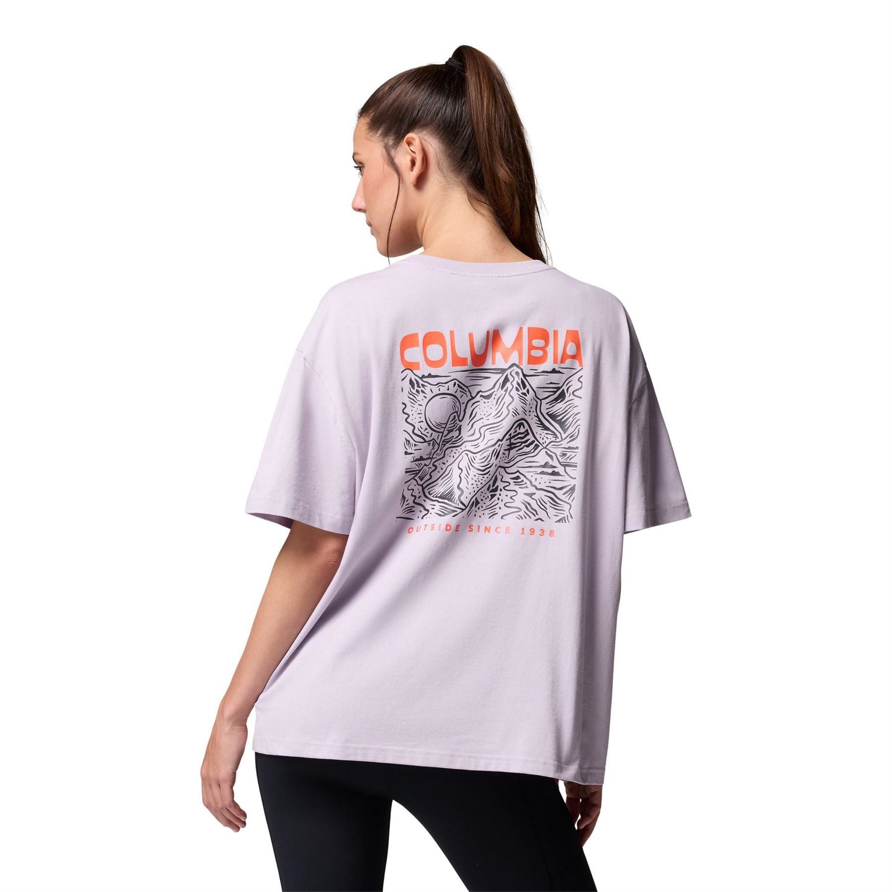 Columbia Oversize Fit Crew Neck Drop Shoulder Boyfriend T-Shirt