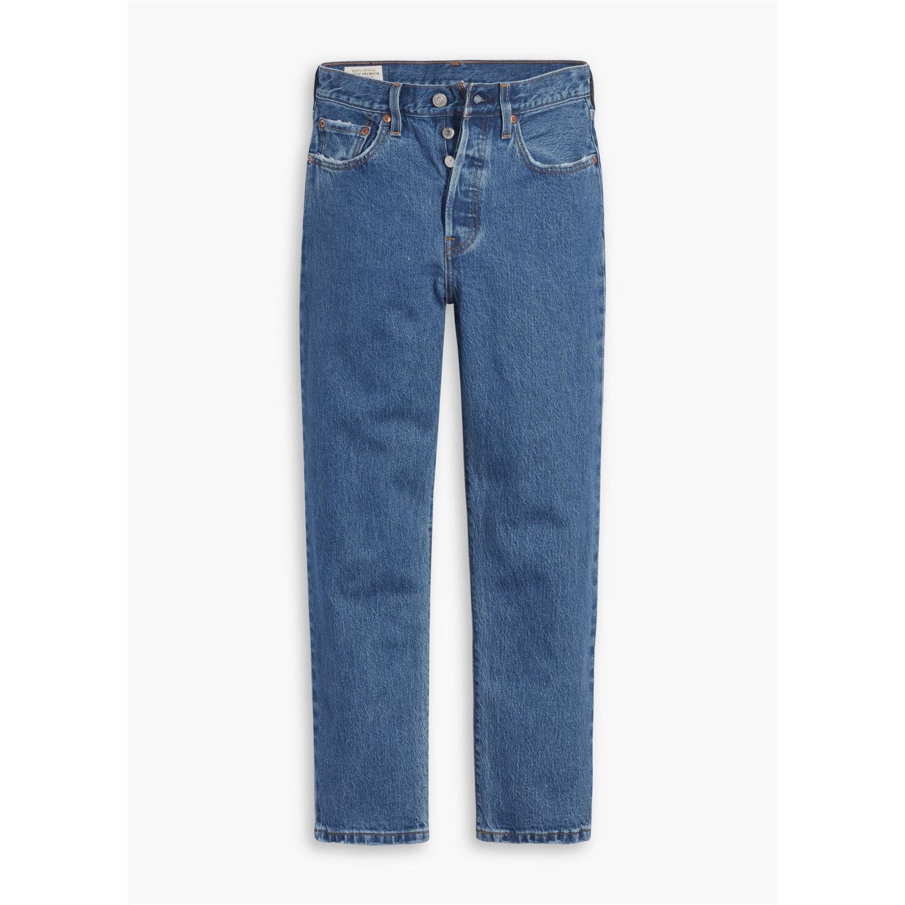 Levis 501 Cropped Mid Rise Cotton Straight Leg Jeans