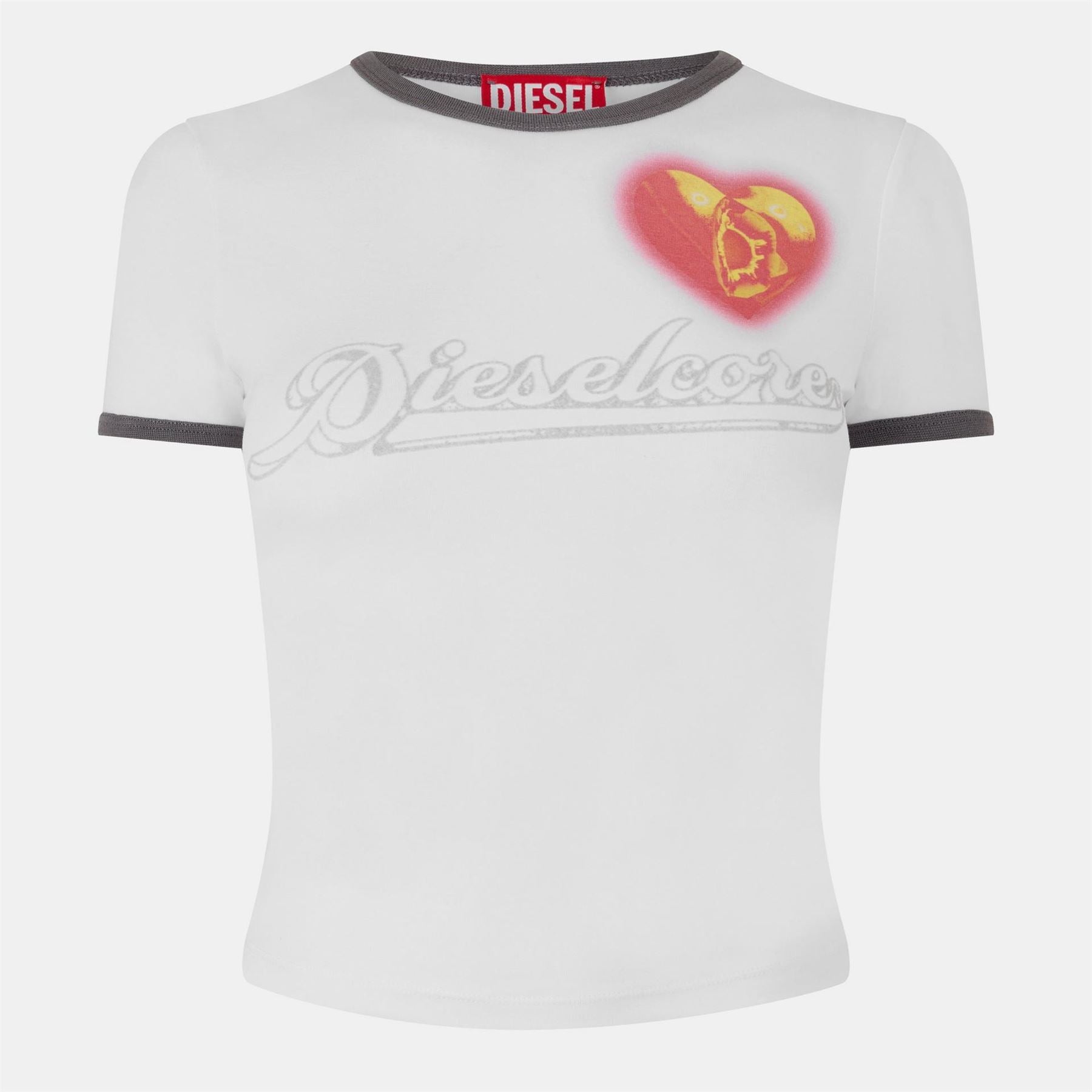 Diesel Heart Slim Fit Cropped Crew Neck T-Shirt