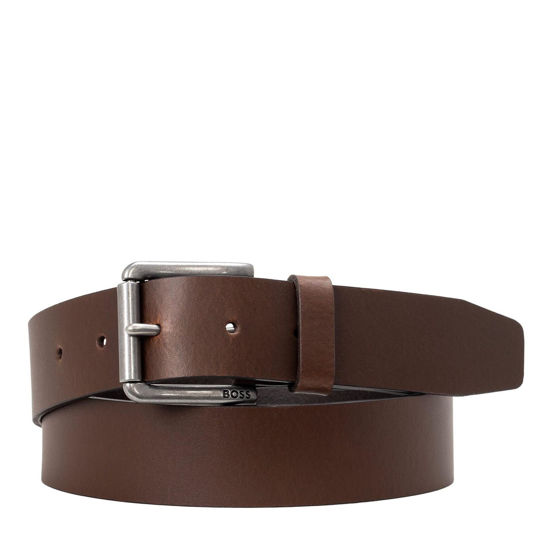 Boss Leather Pin Buckle Belt with Metal Logo