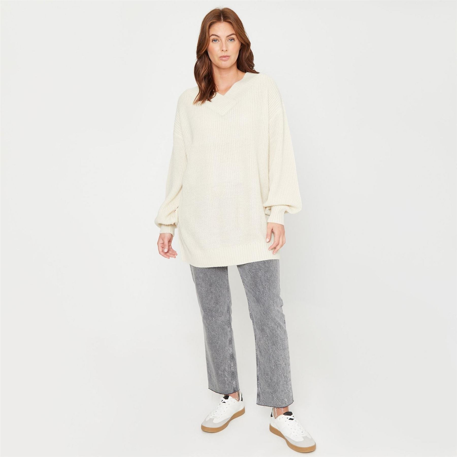 Be You V-Neck Baggy Fit Long Sleeve Sweater