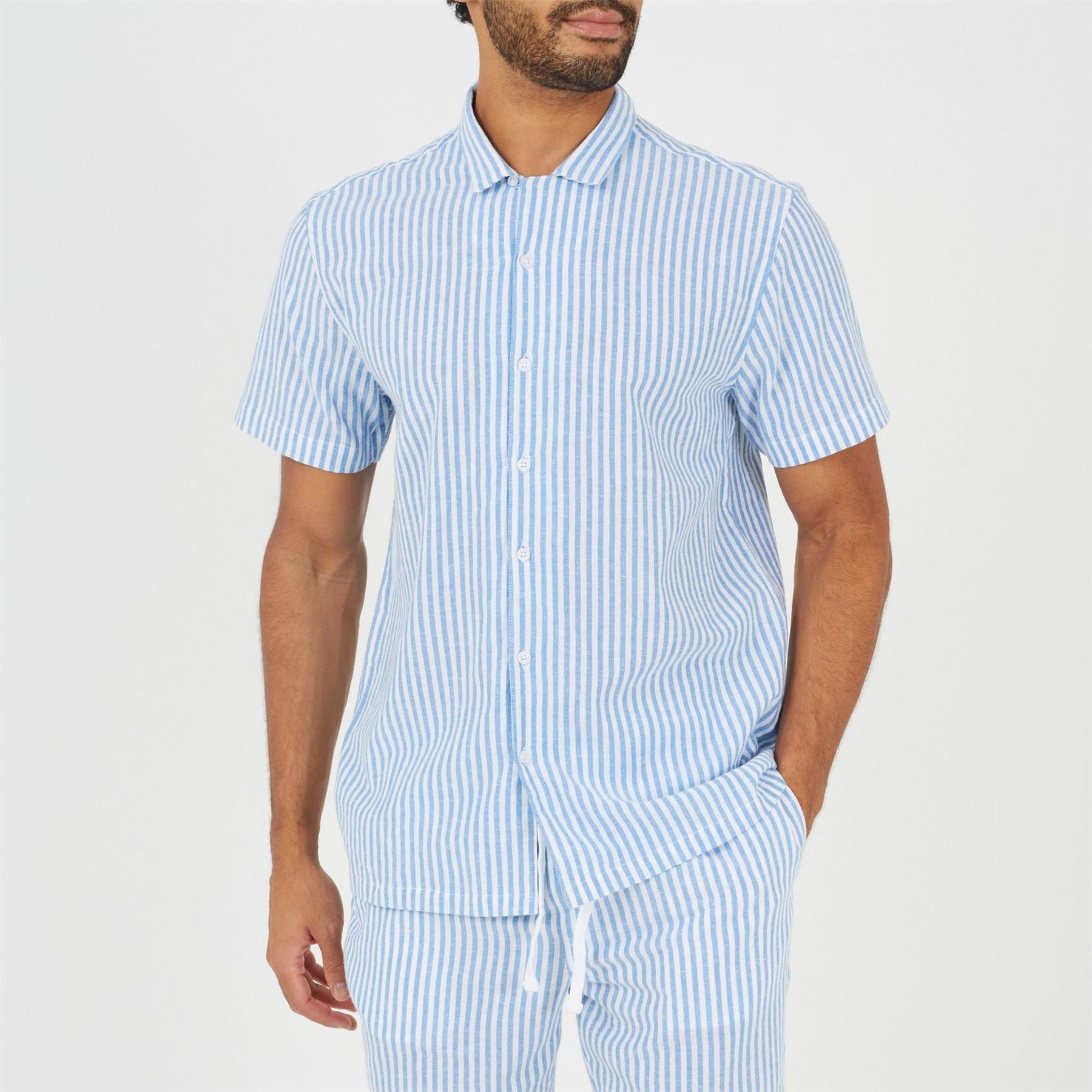Brave Soul Short Sleeved Revere Collar Patterned Shirt