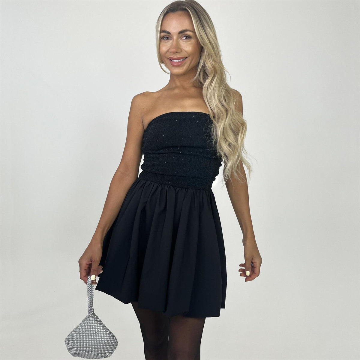 AX Paris 2 In 1 Embellished Top Bubble Hem Mini Dress