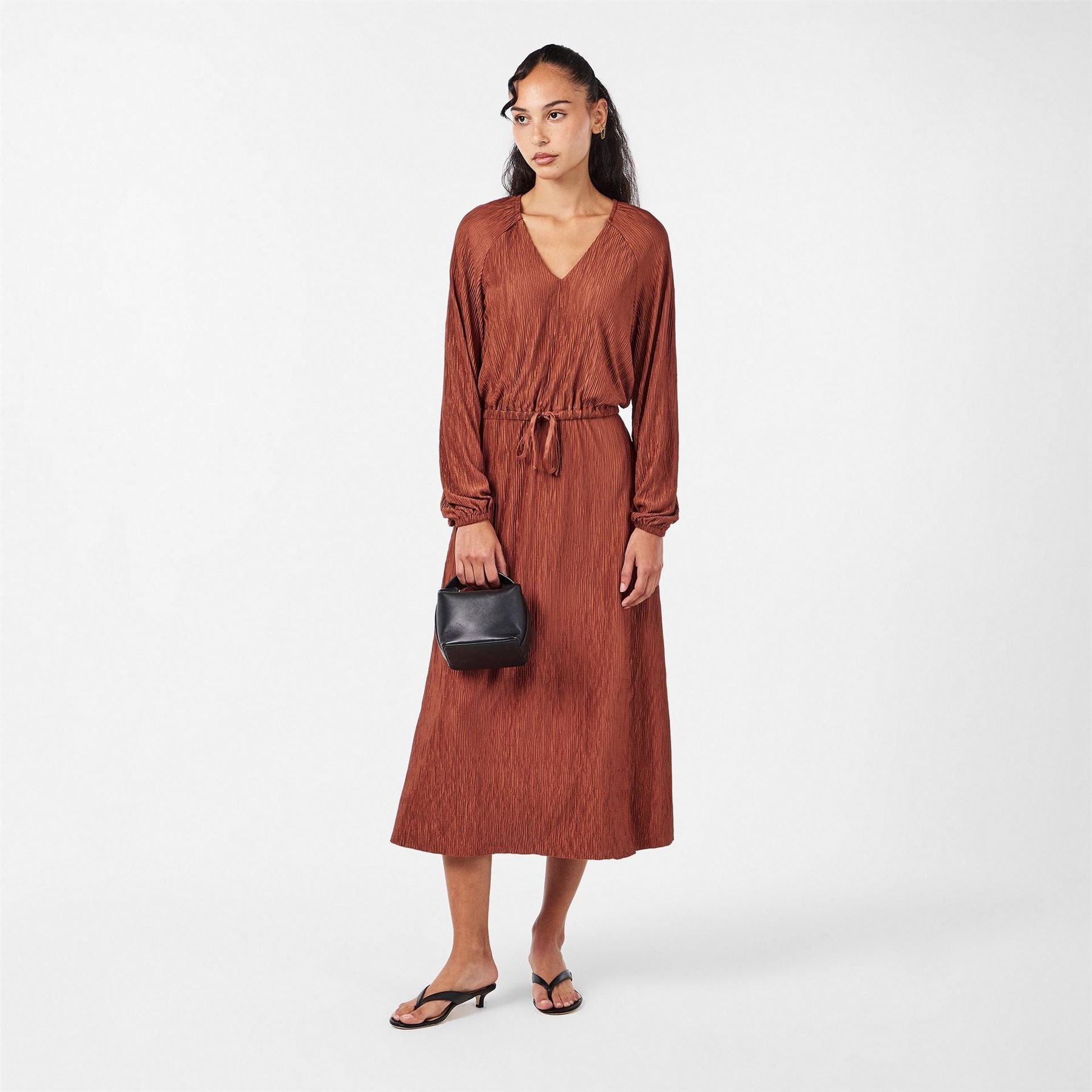 French Connection Tessa V-Neck Midi Jersey Dress