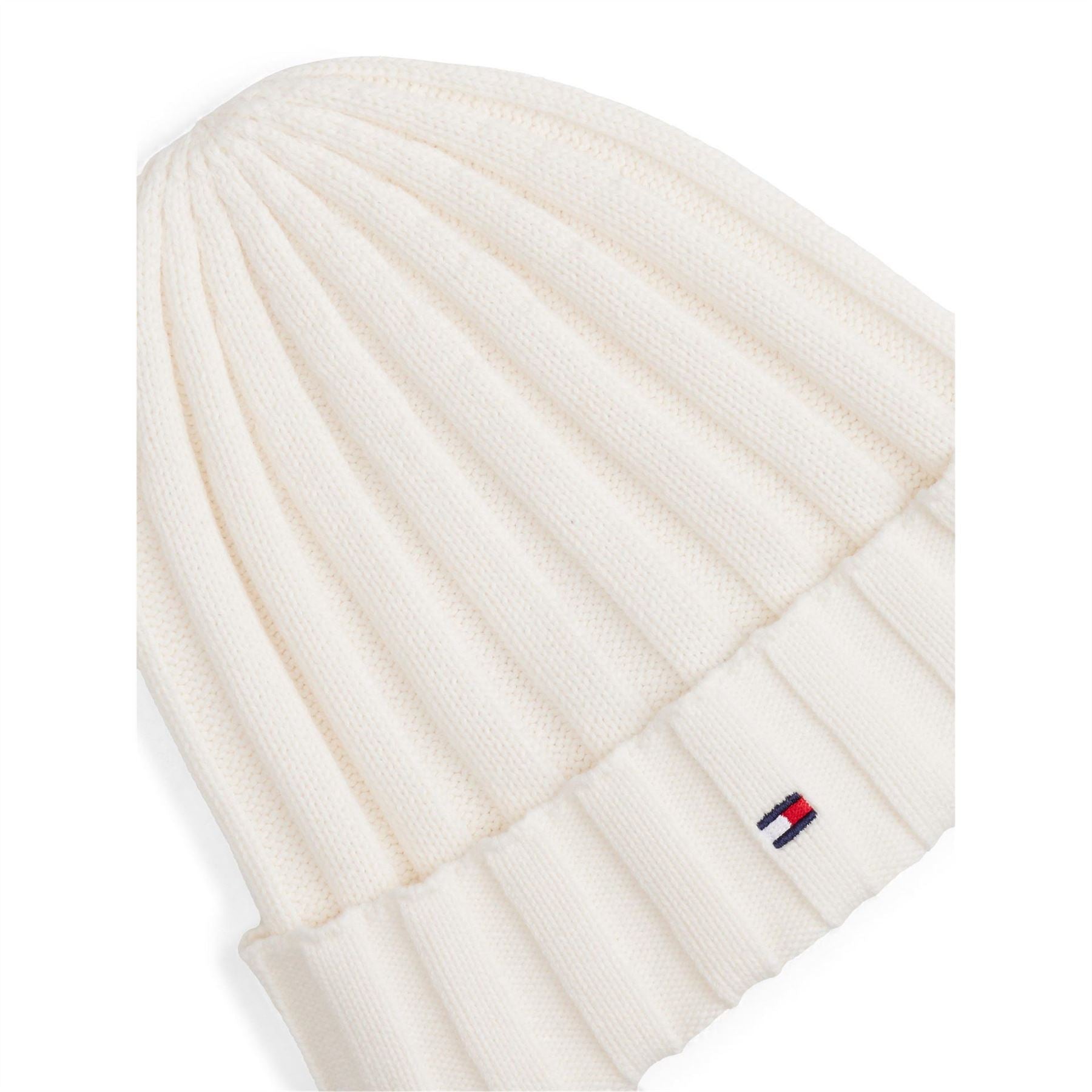 Tommy Hilfiger Flag Embroidered Logo Ribbed Turn Up Beanie