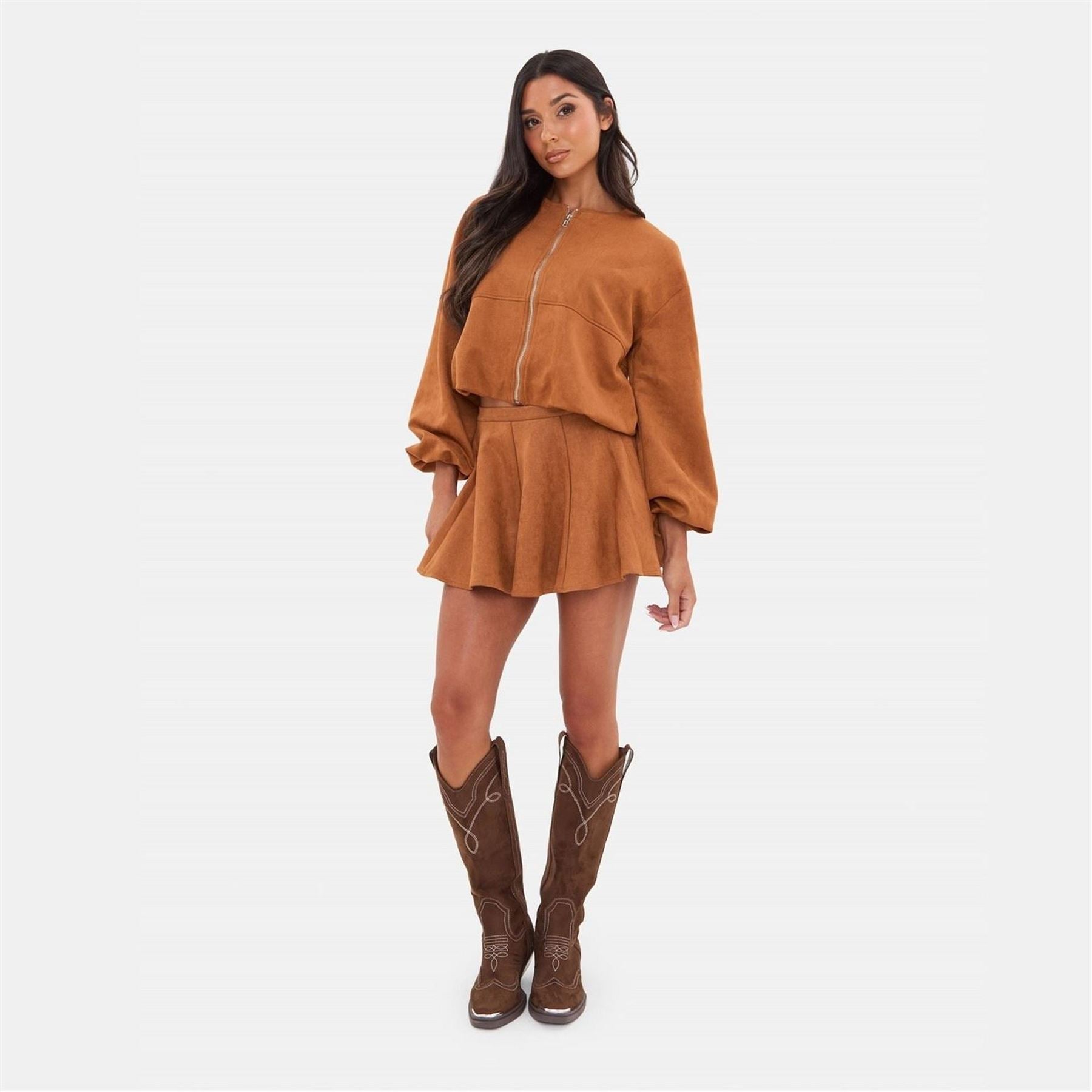 I Saw It First Suede Bubble Hem Jacket