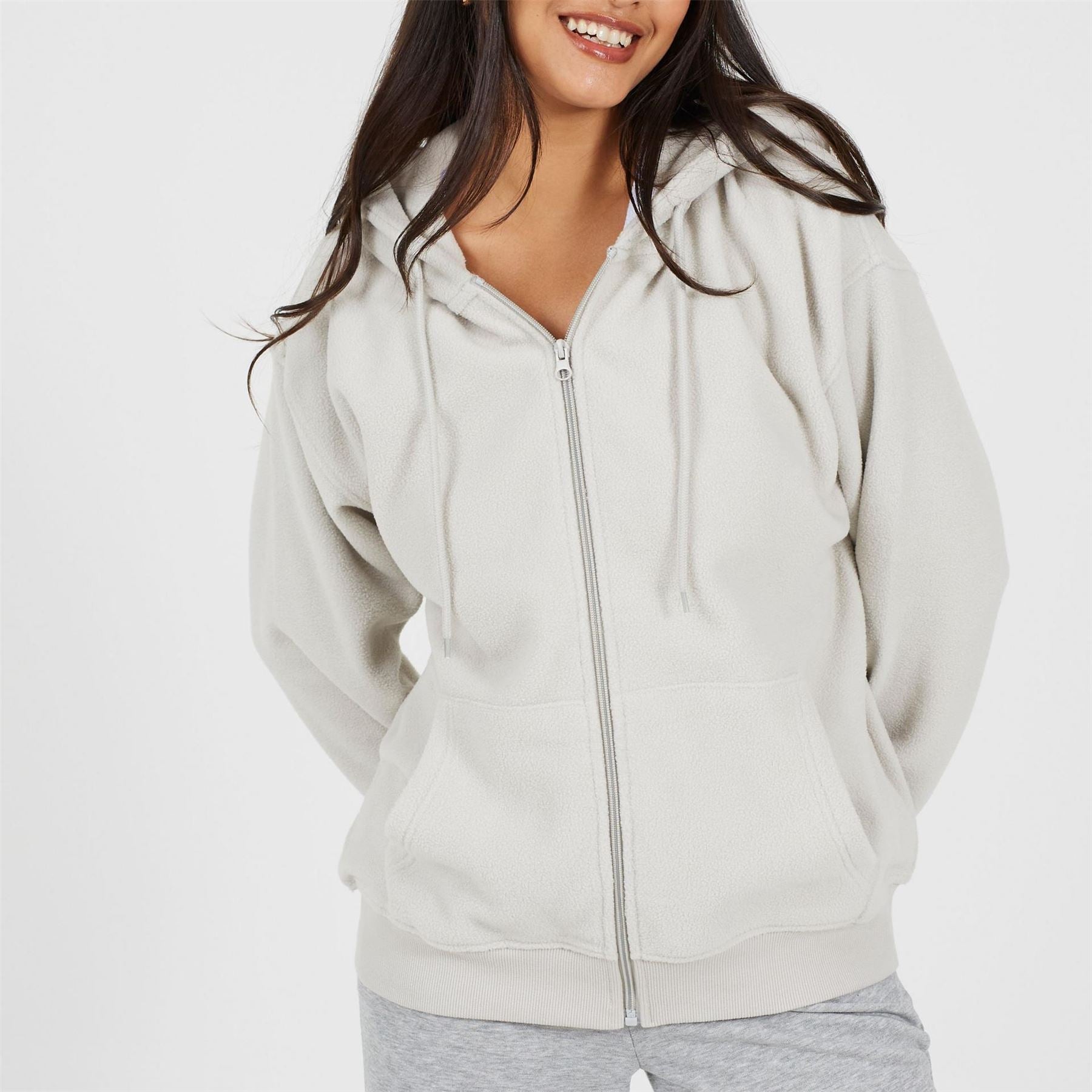 Brave Soul Womens Hooded Zip Though Polar Fleece Sweatshirt