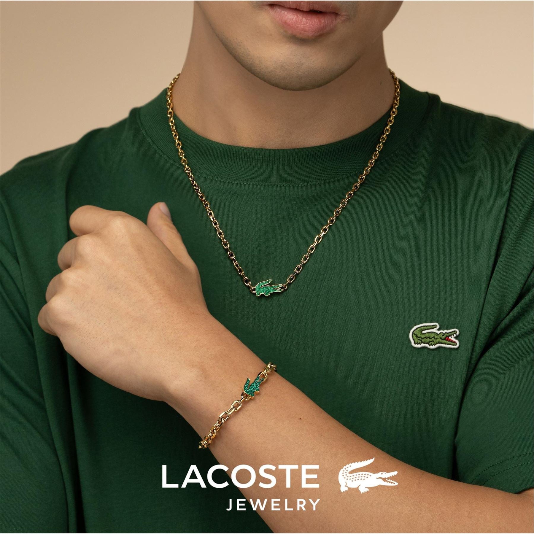 Lacoste Mens Arthor Gold Ip Link Necklace