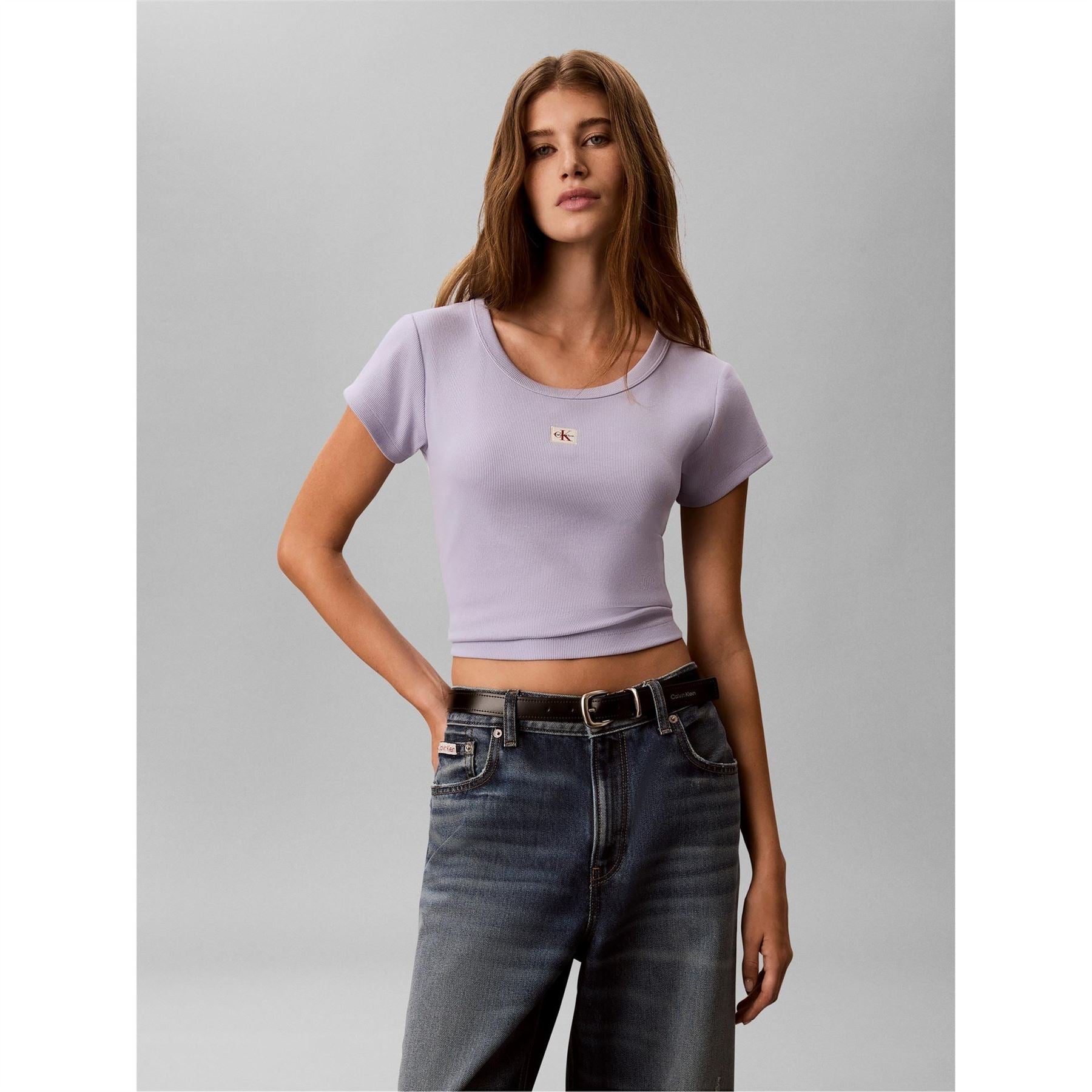 Calvin Klein Jeans Woven Ribbed Baby Tee