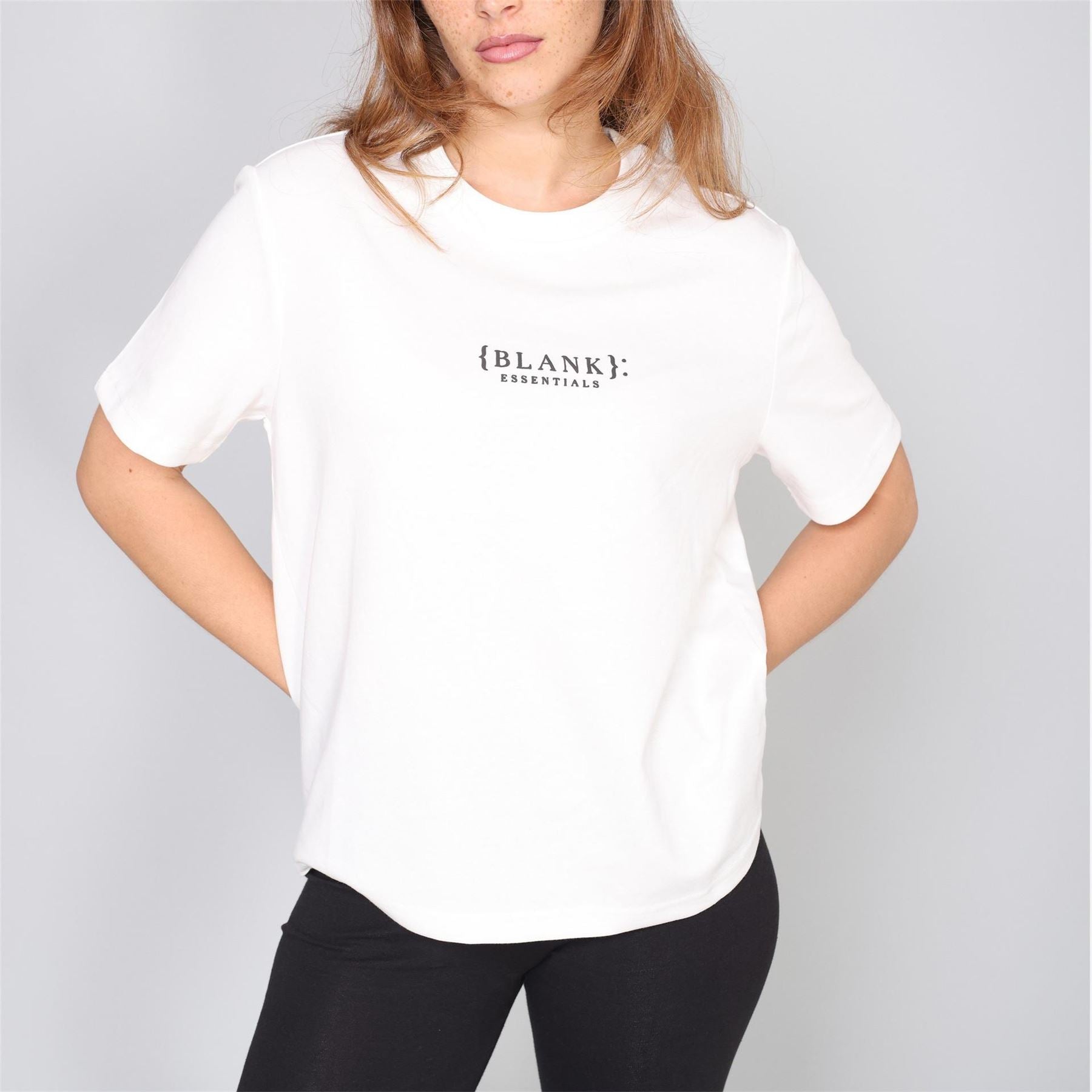 Blank Essentials Embroidered Text Graphic Crew Neck Short Sleeve Boyfriend T-Shirt
