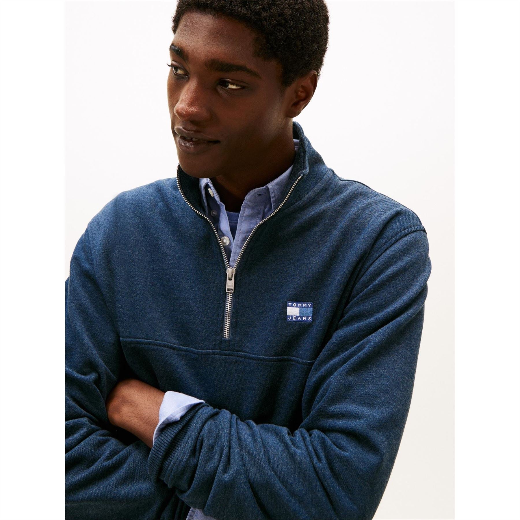 Tommy Jeans Lacoste Lettering Zip Neck Long Sleeve Sweatshirt