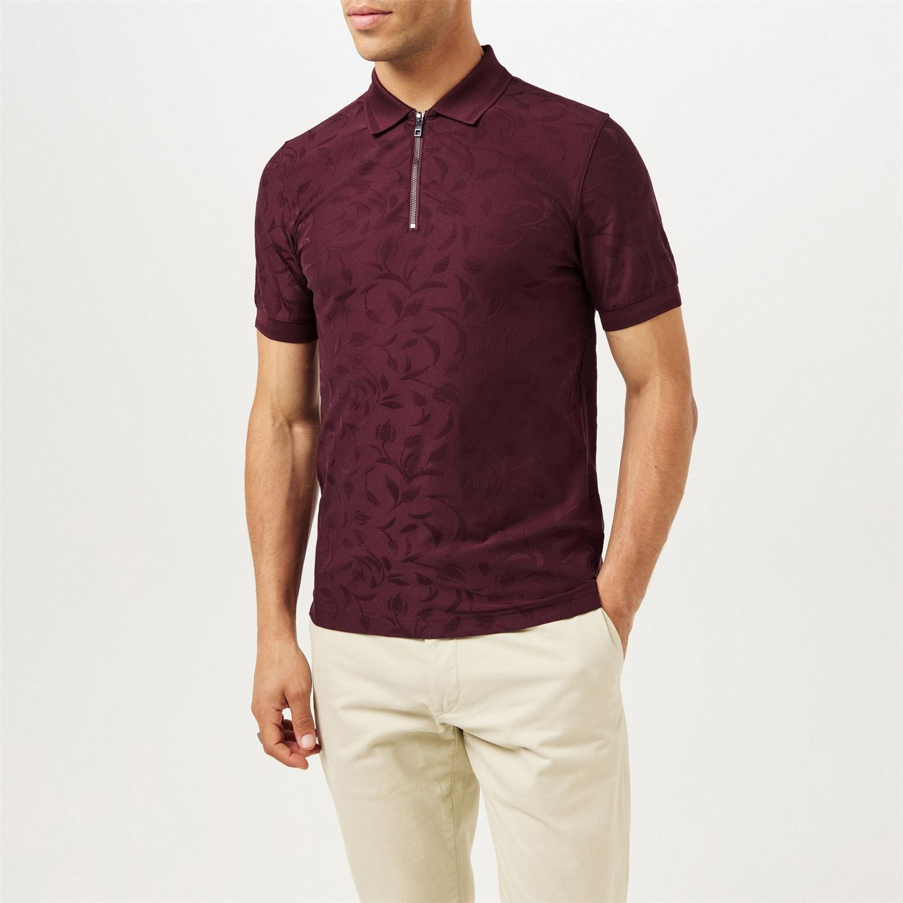 Ted Baker Regular Fit Half Zipper  Short Sleeve Shirt