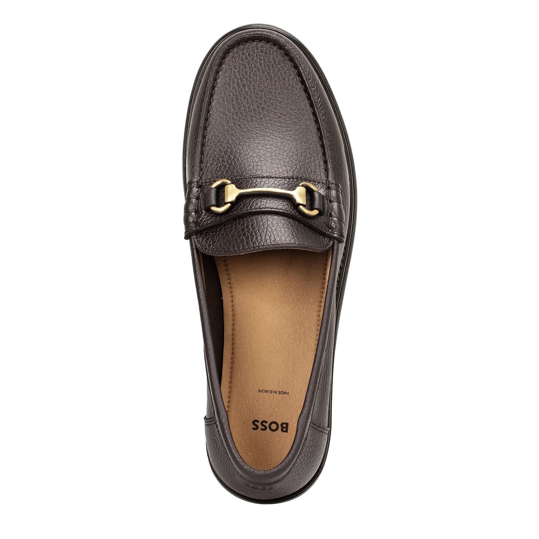 Boss Leather Slip On Loafers With Embossed Logo (tevan)